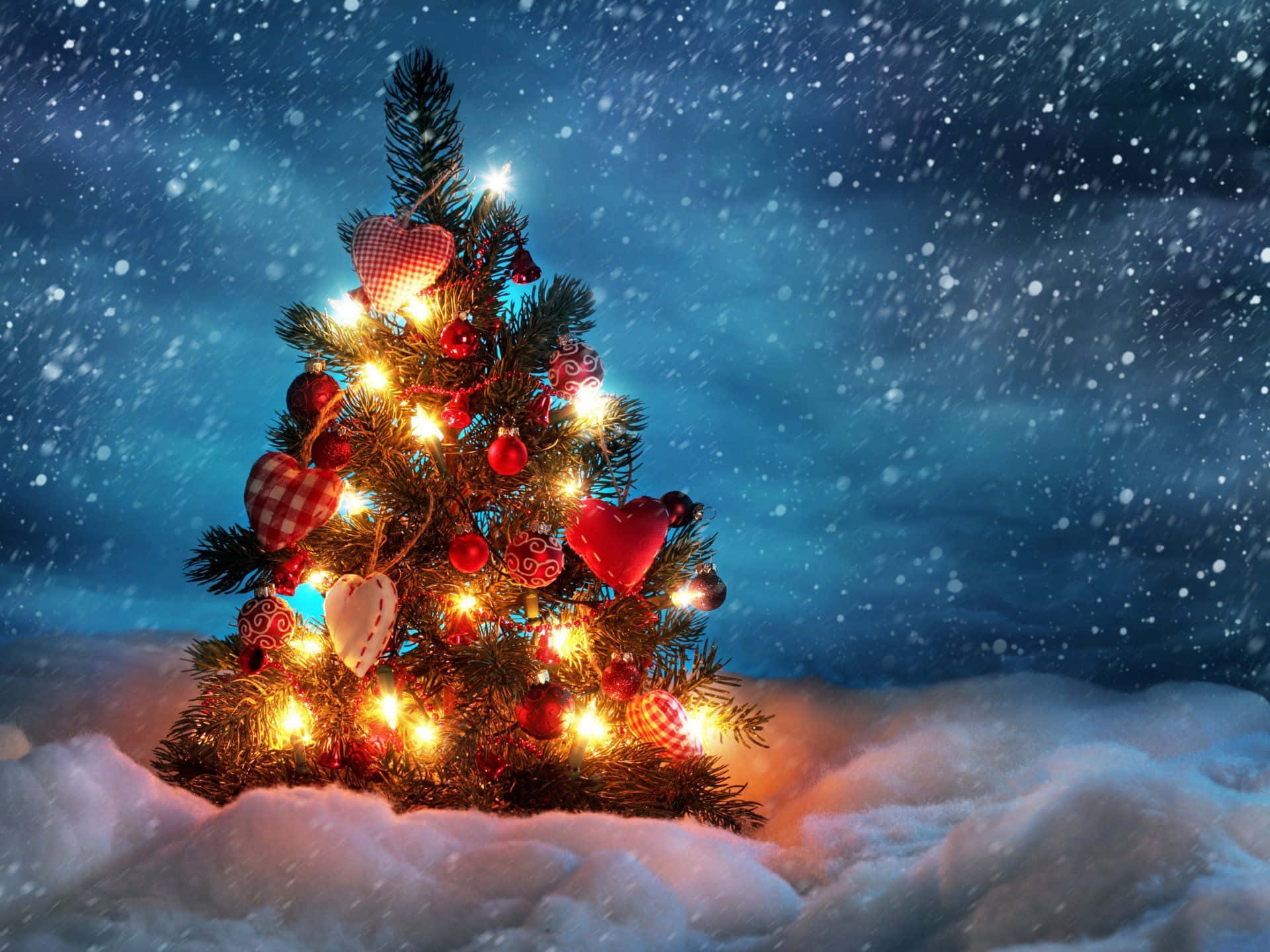 Festive Blue Christmas Tree Background