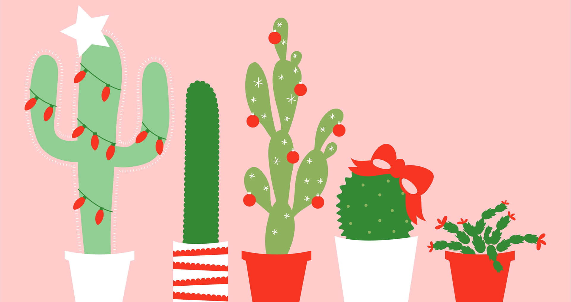 Festive Cactus Collection Desktop Background
