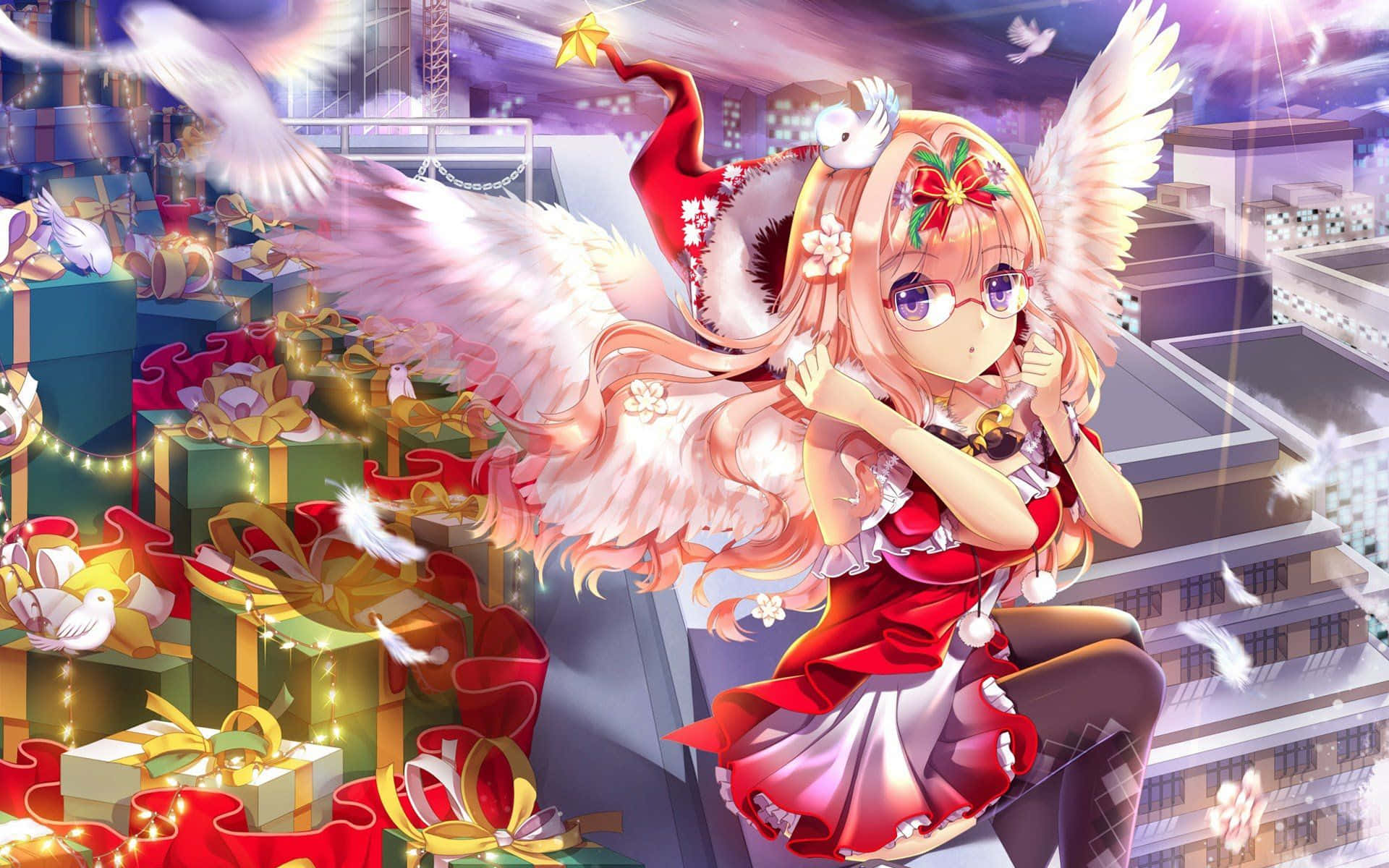 Festive Christmas Anime Pfp Anime Angel Background