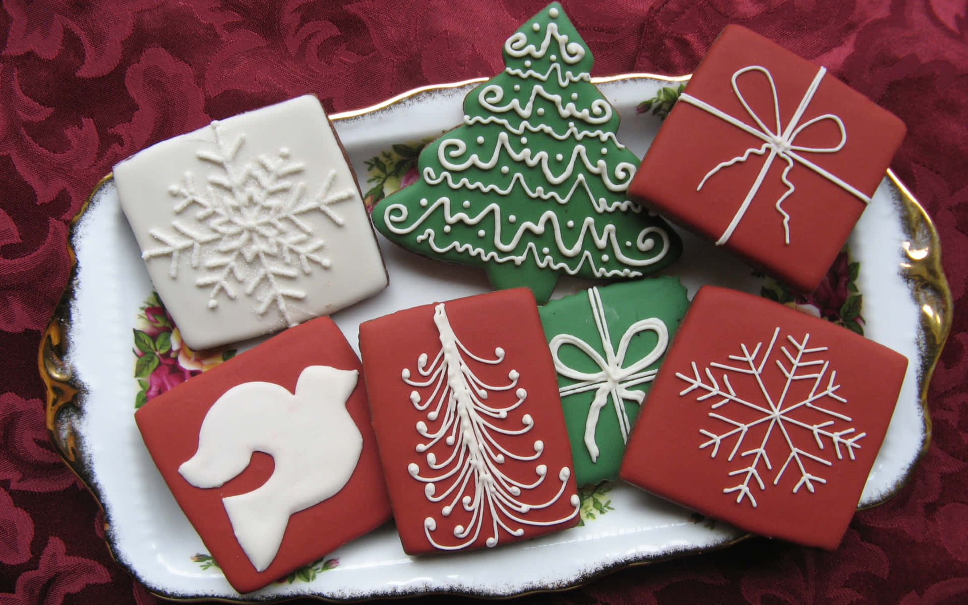 Festive Christmas Cookies Decorated Background