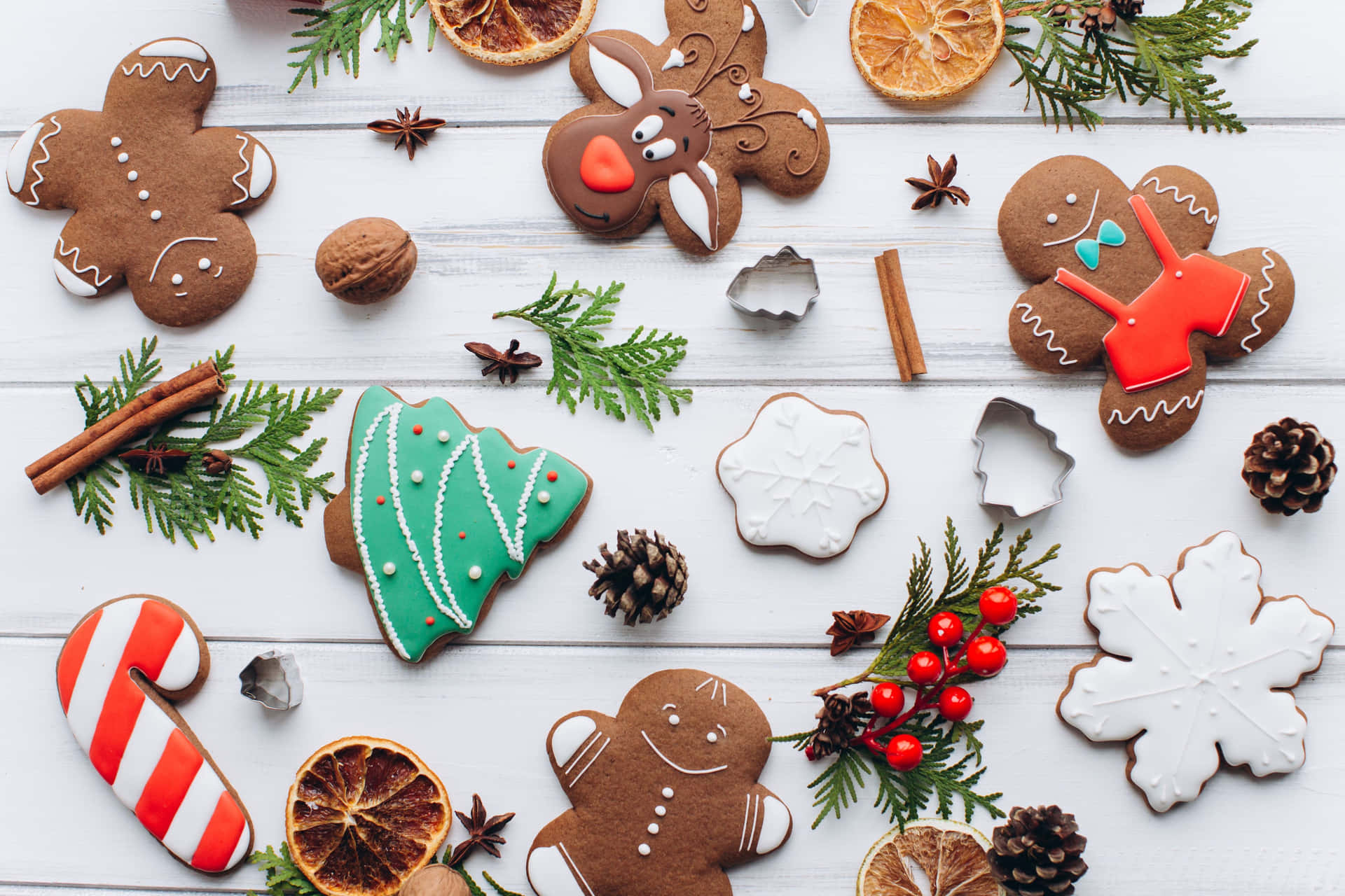 Festive Christmas Cookies Decoration Background