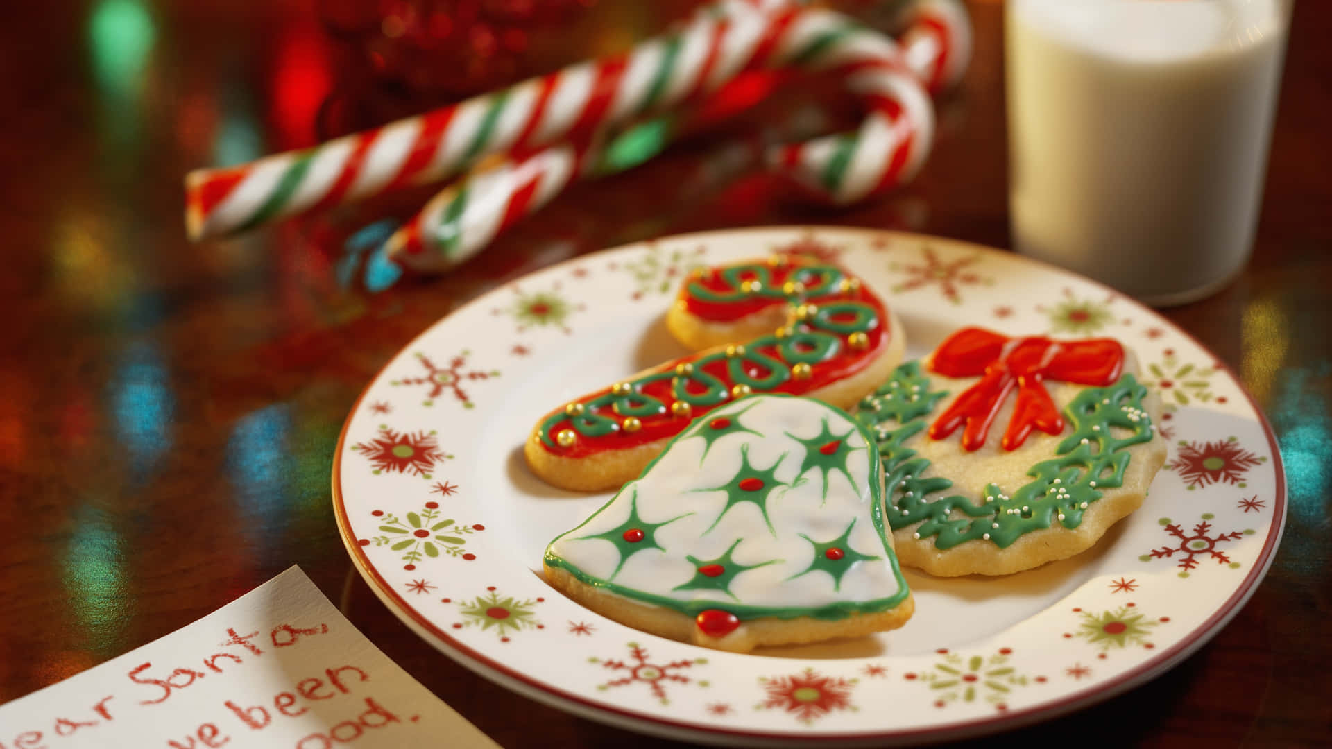 Festive Christmas Cookies Plate Background