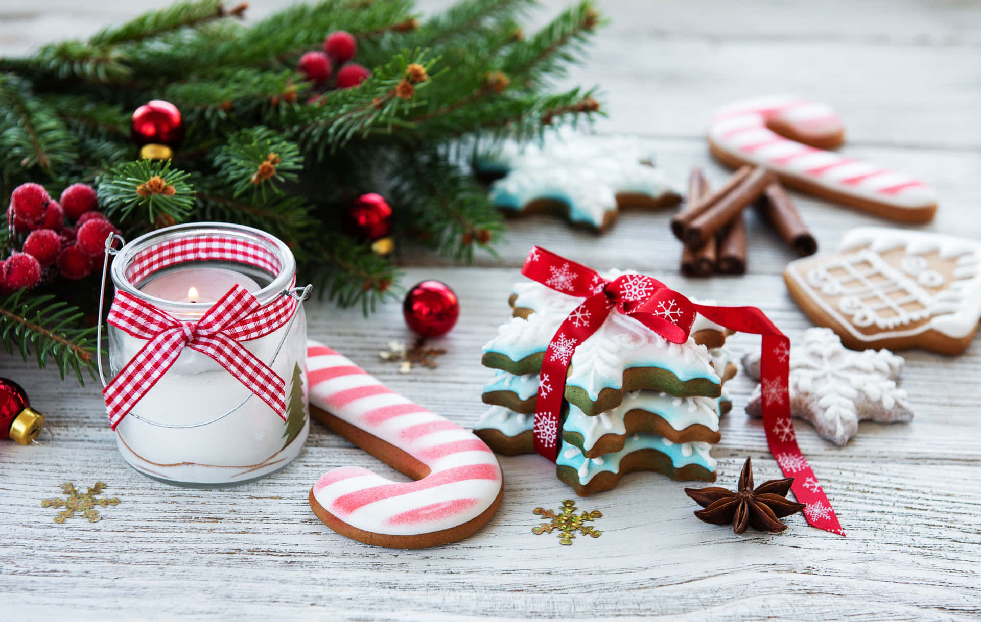 Festive Christmas Cookiesand Decorations Background