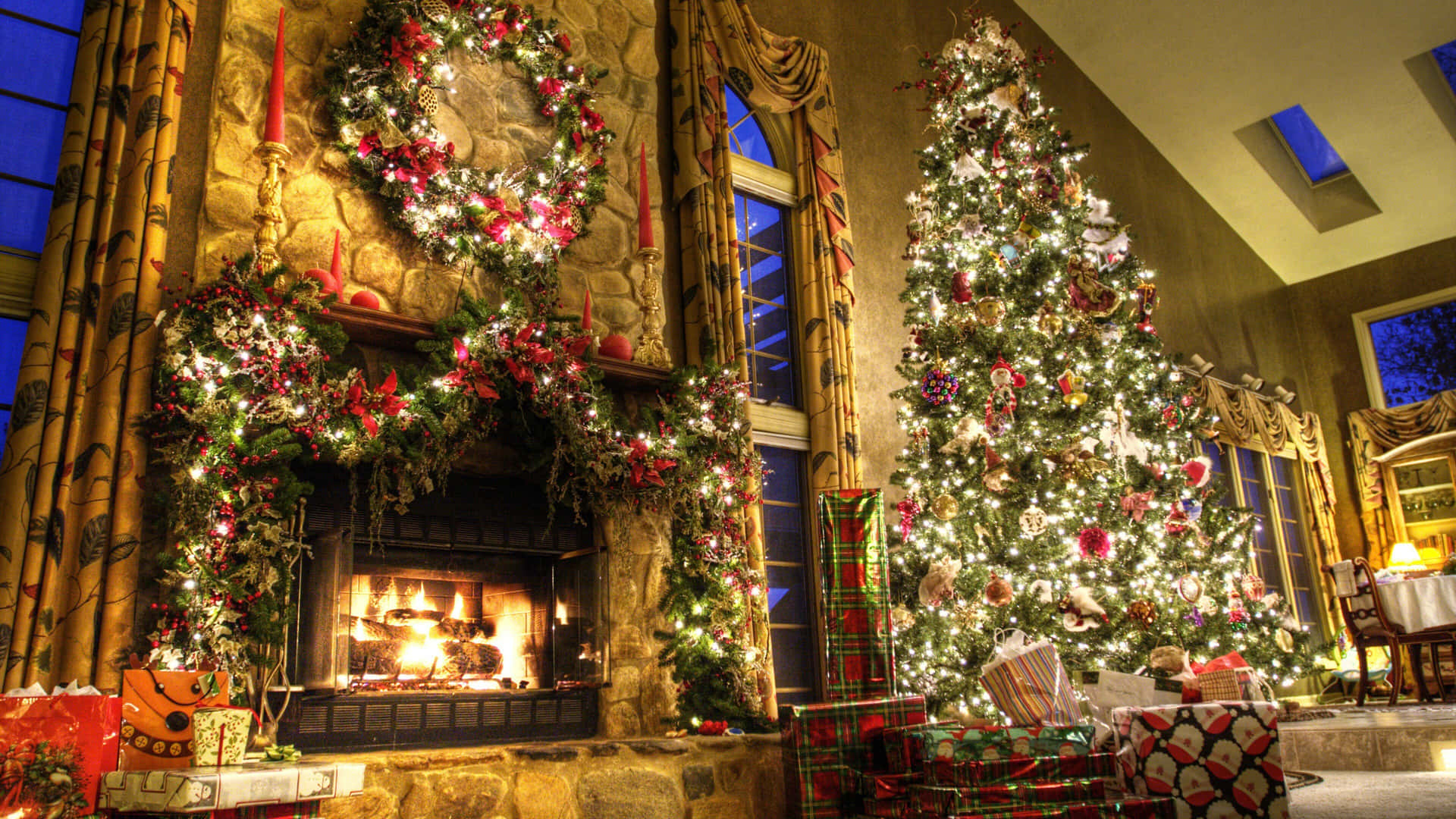 Festive Christmas Living Room Decor Background