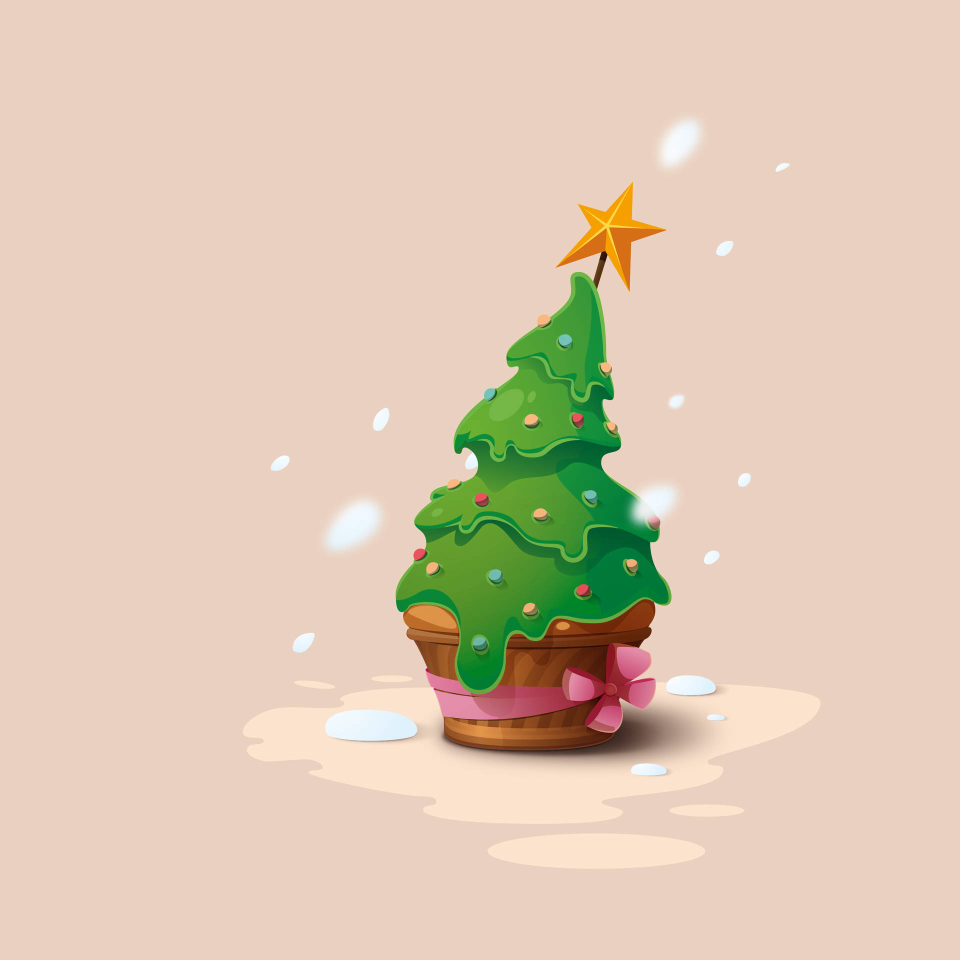 Festive Christmas Tree Cupcake Background
