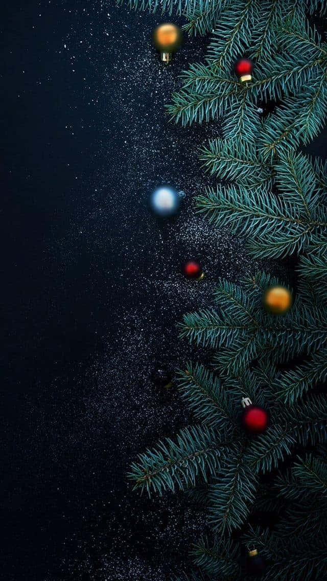 Festive Christmas Tree Sprigsand Ornaments.jpg Background