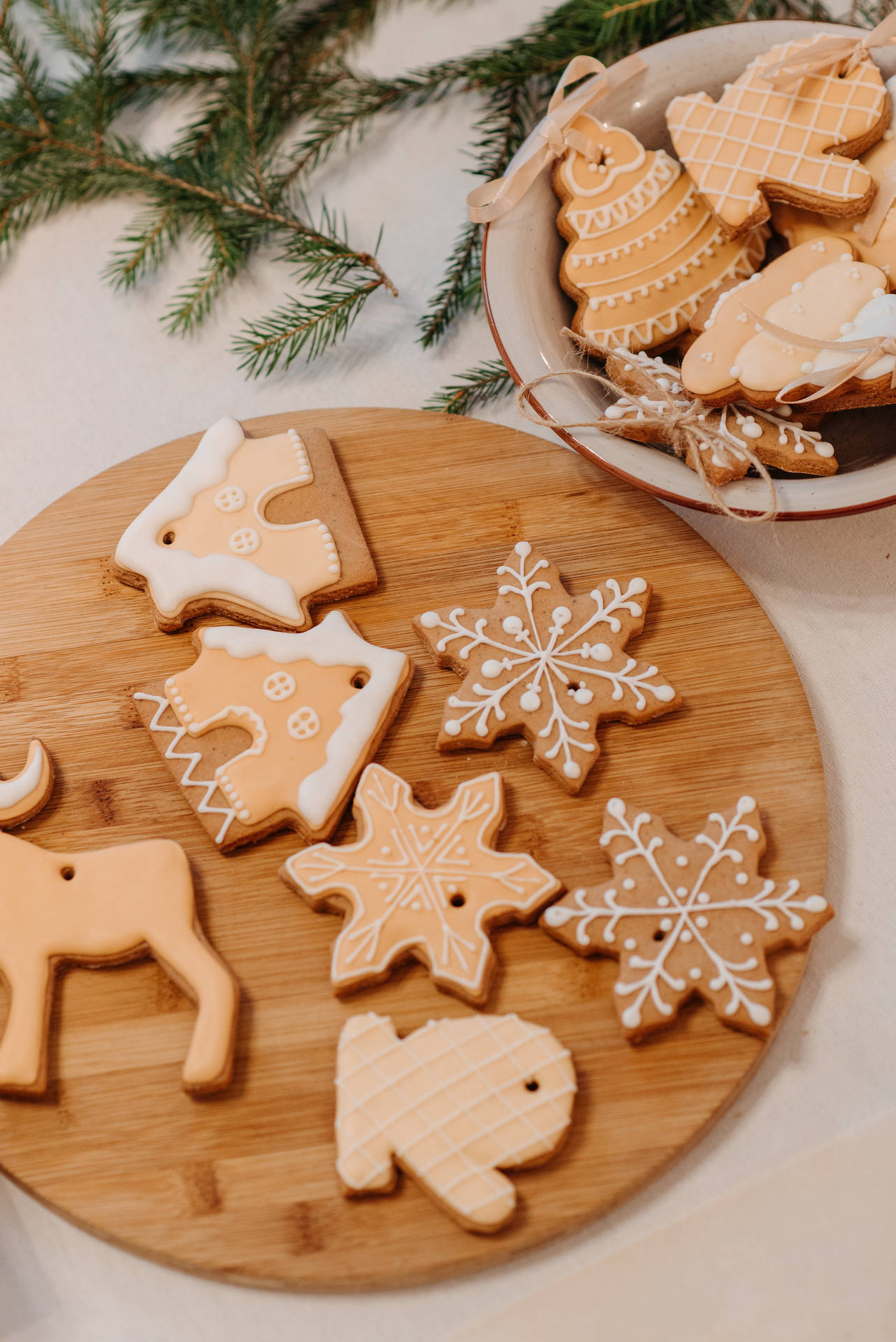 Festive Homemade Christmas Cookies On A Winter Background Background