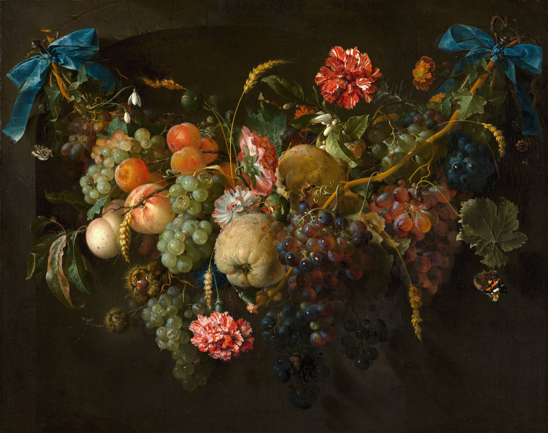 Festoon With Flowers And Fruit Painting