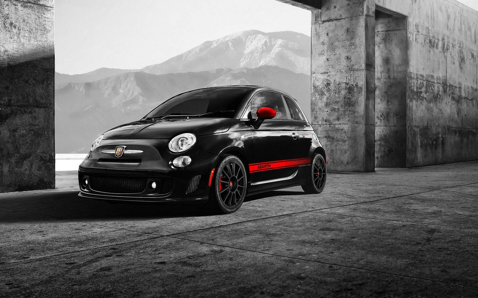 Fiat 500 Abarth Grayscale Background