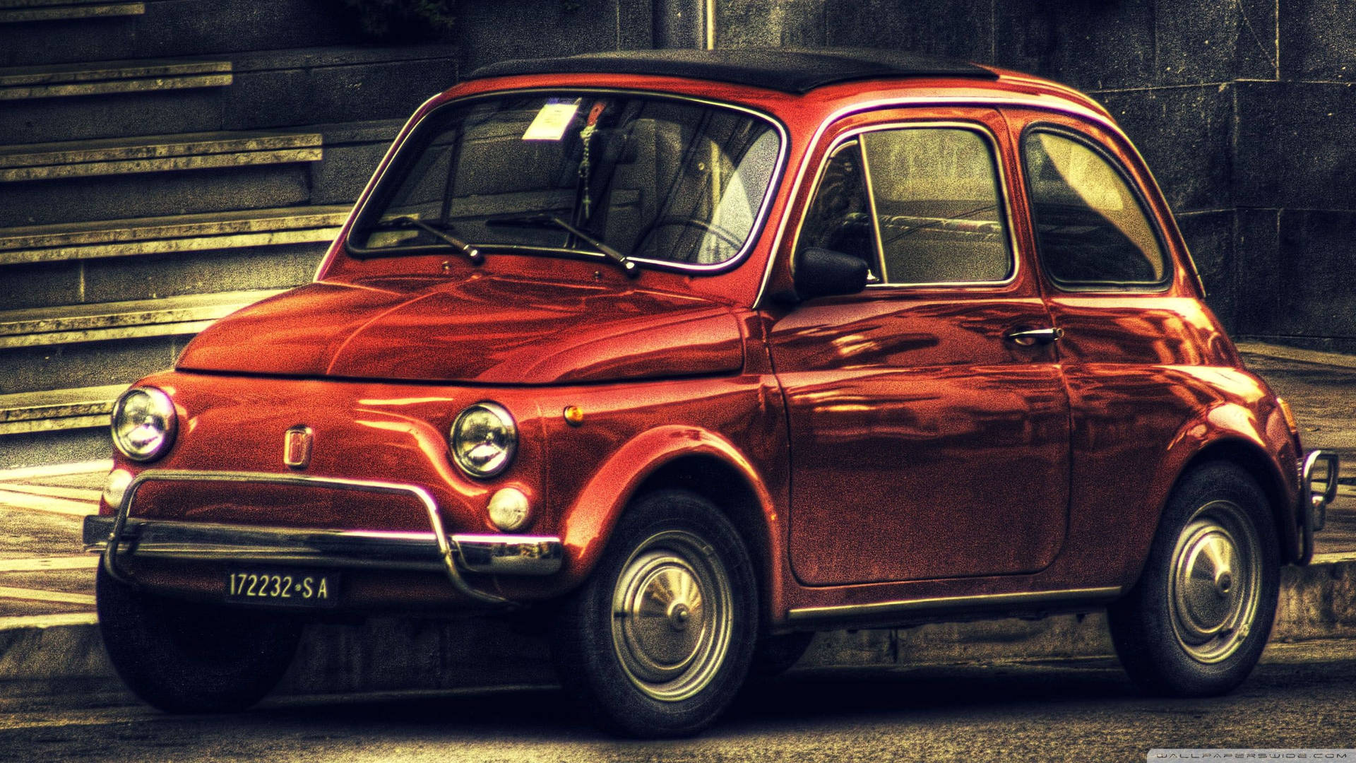 Fiat 500 Classic Car Art Background