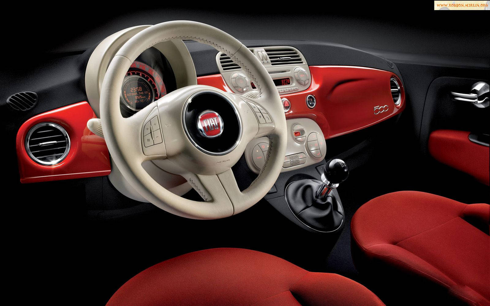 Fiat 500 Interior Steering Wheel Background