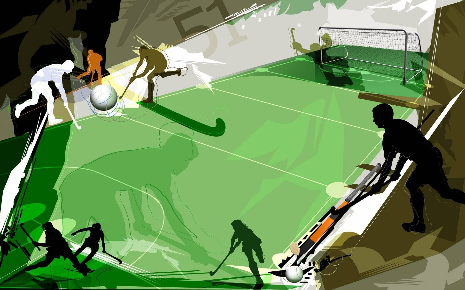 Field Hockey Green Vector Art Background