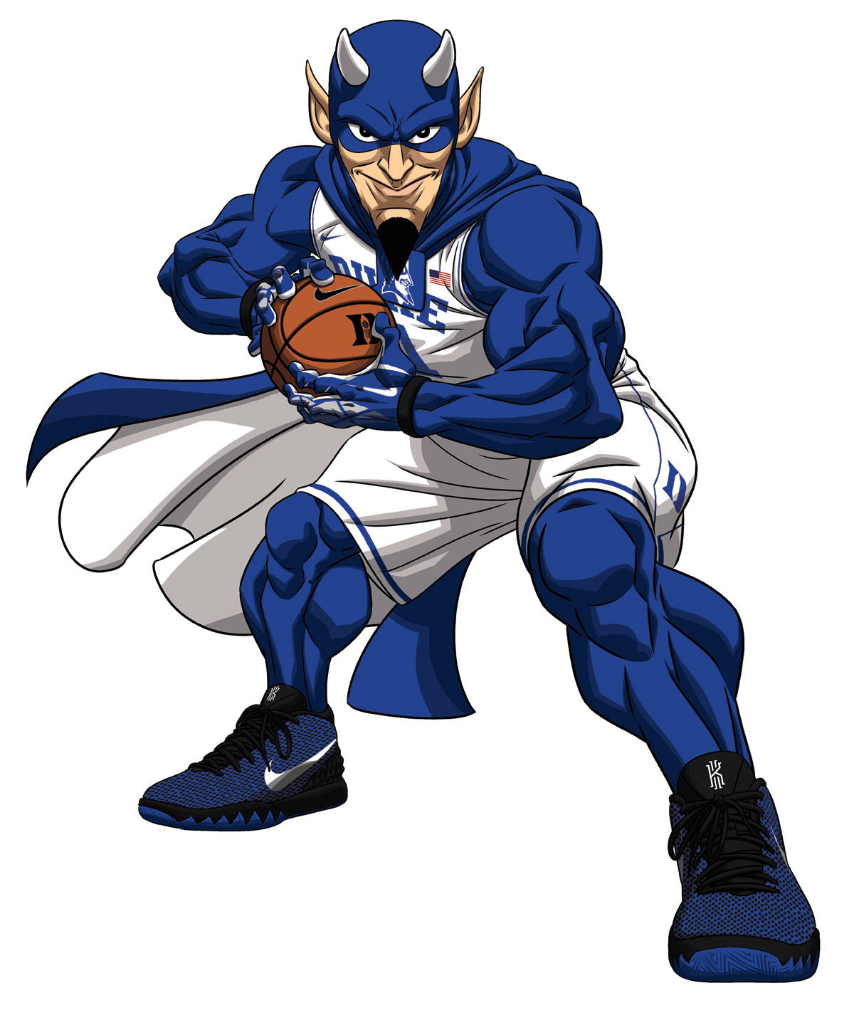 Fierce And Determined Duke Blue Devils Basketball Character Ready For Action Background