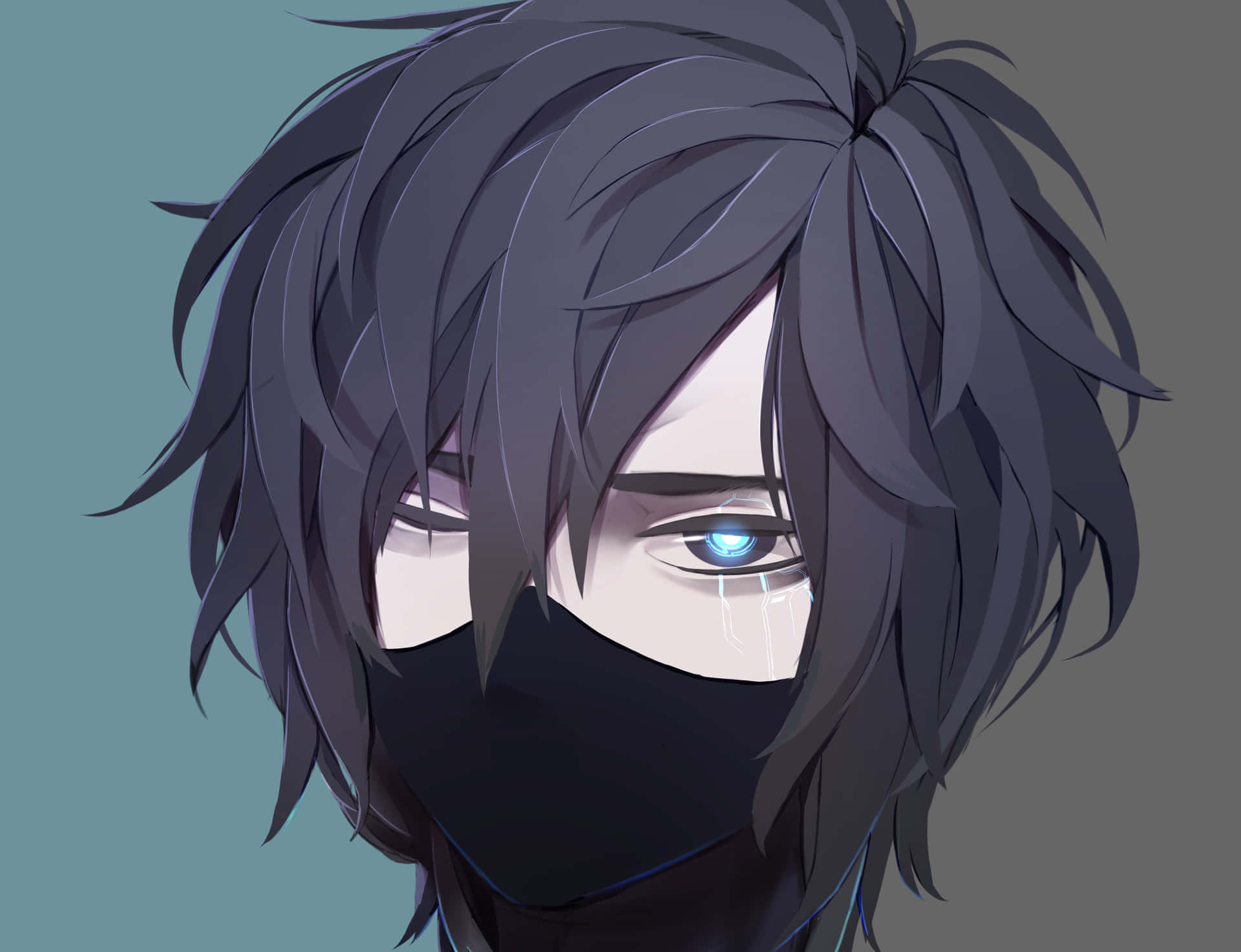 Fierce Anime Boy With Mask Background