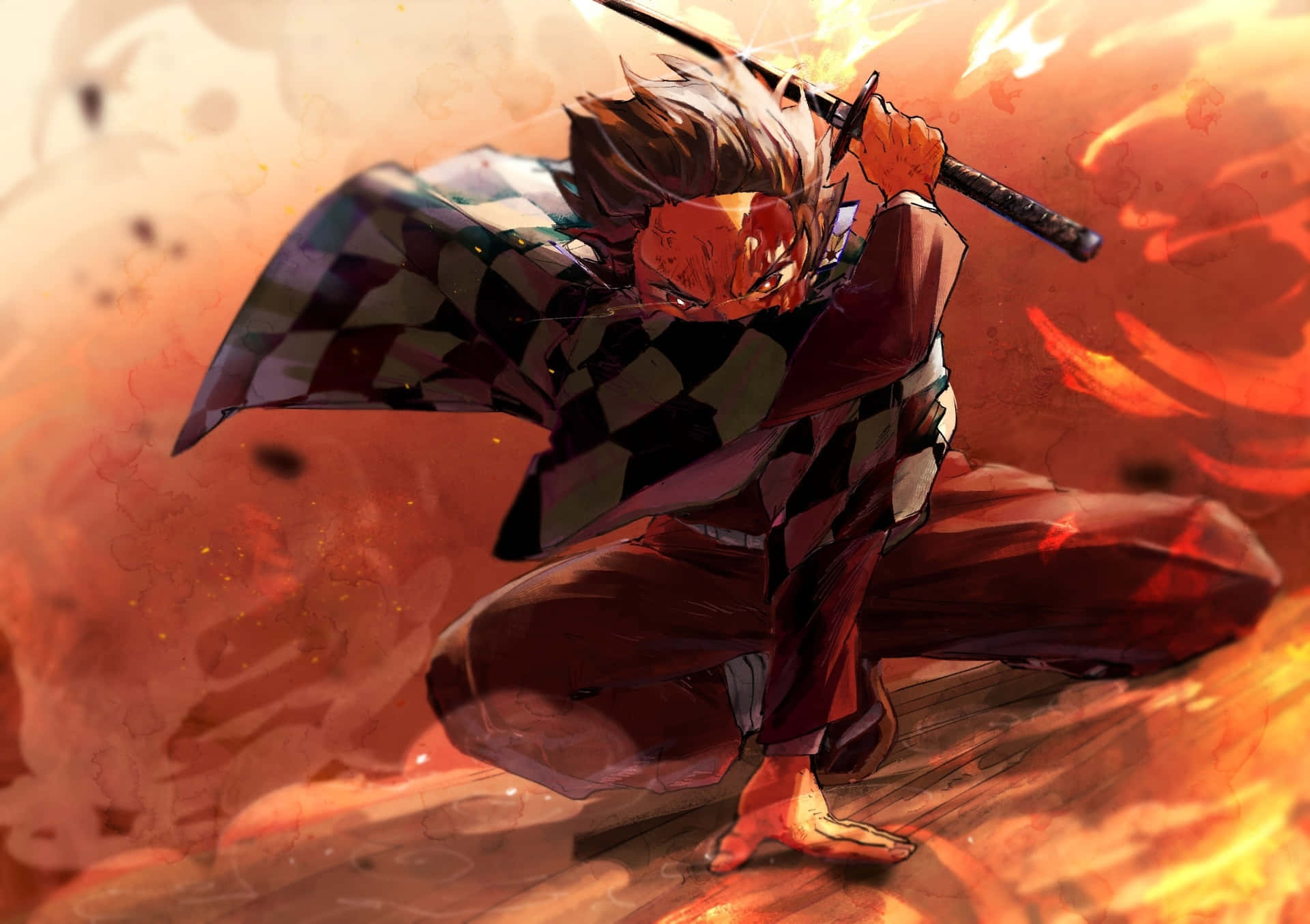 Fierce Anime Warriorin Battle Background