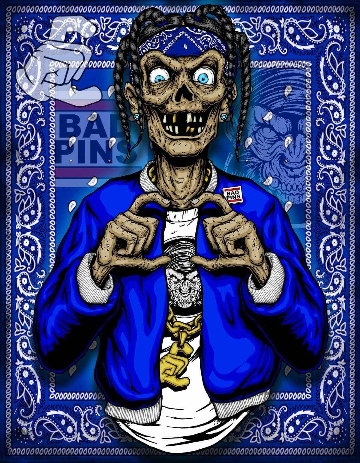 Fierce Crip Skull Monster Digital Artwork Background