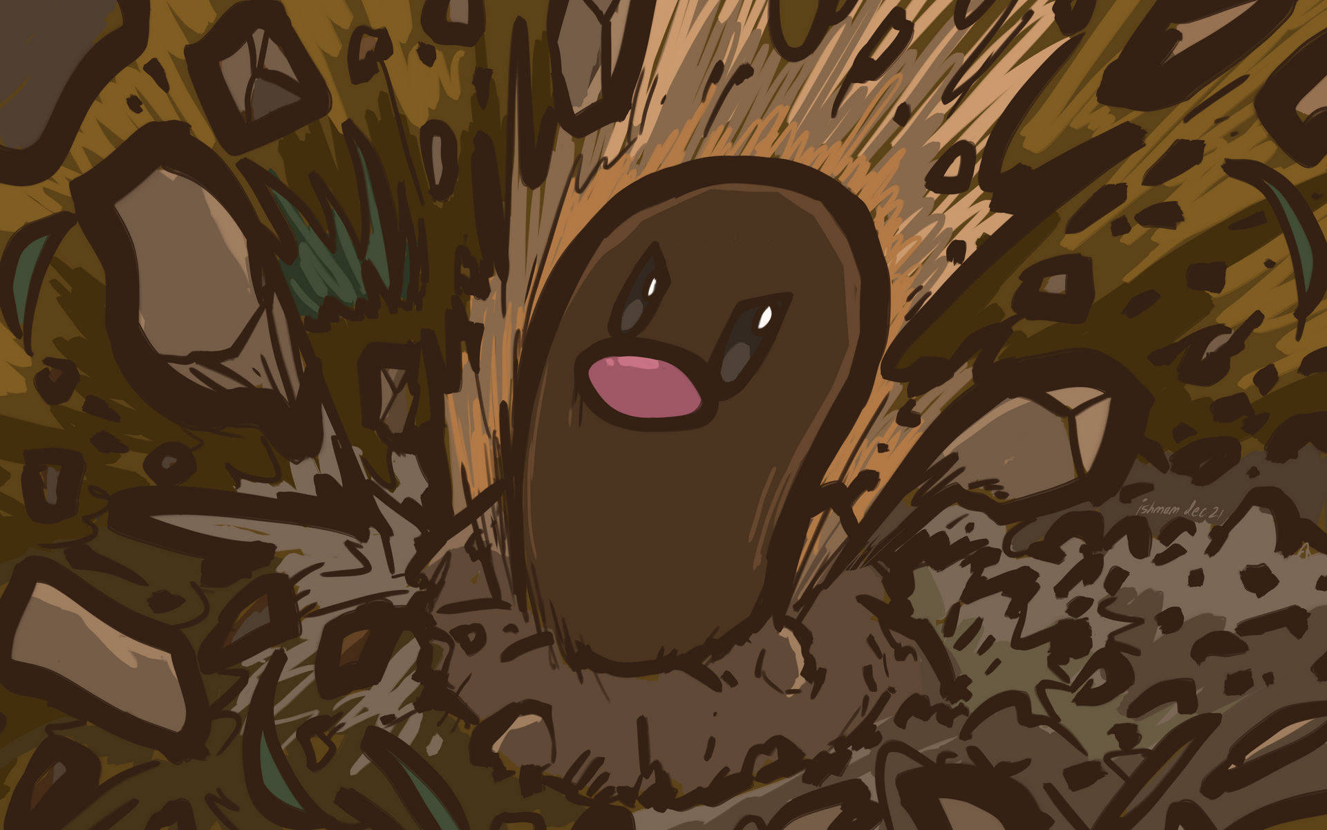 Fierce Diglett - The Ground-type Pokémon With An Angry Face Background