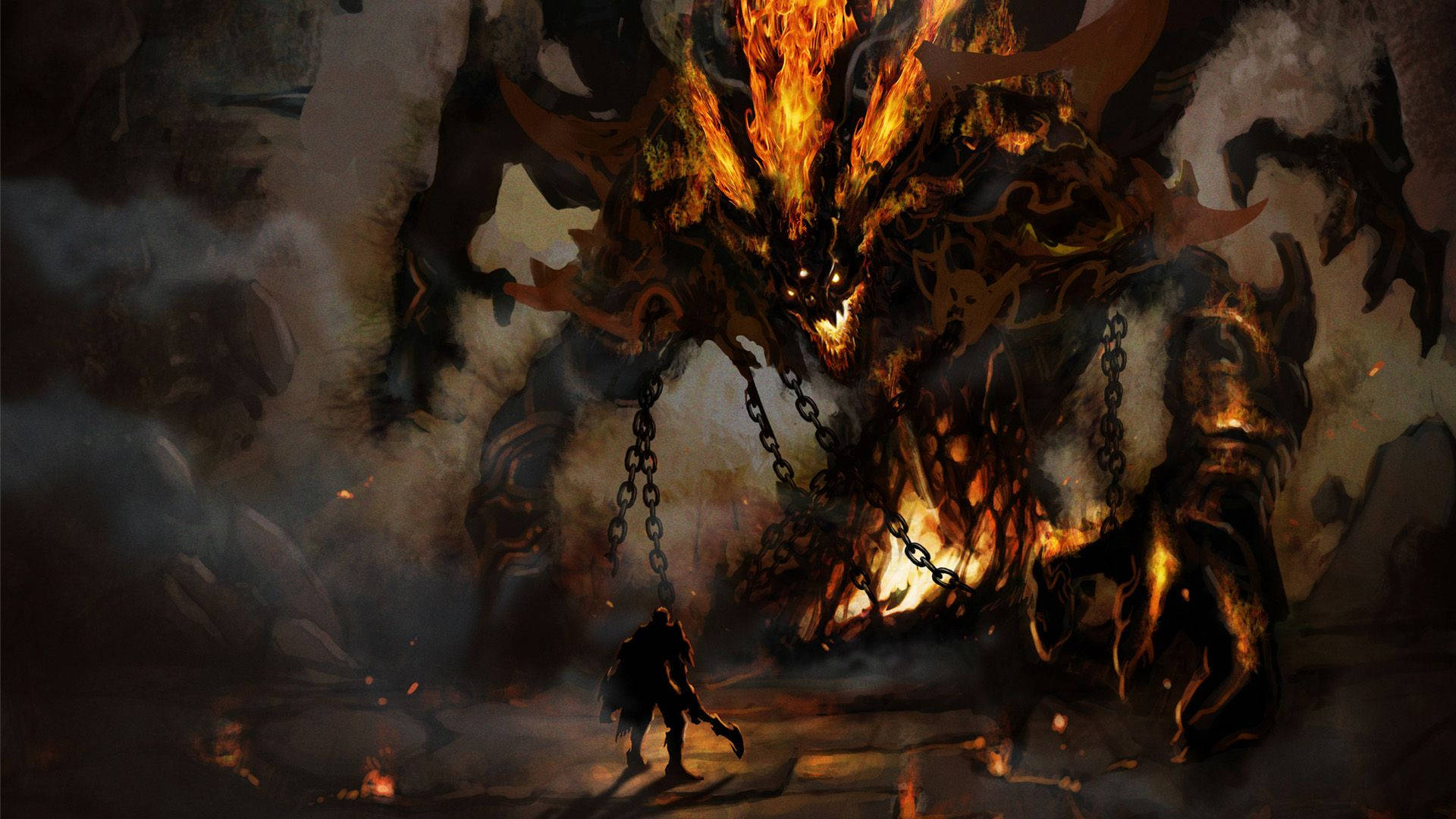 Fierce Flaming Monster Background