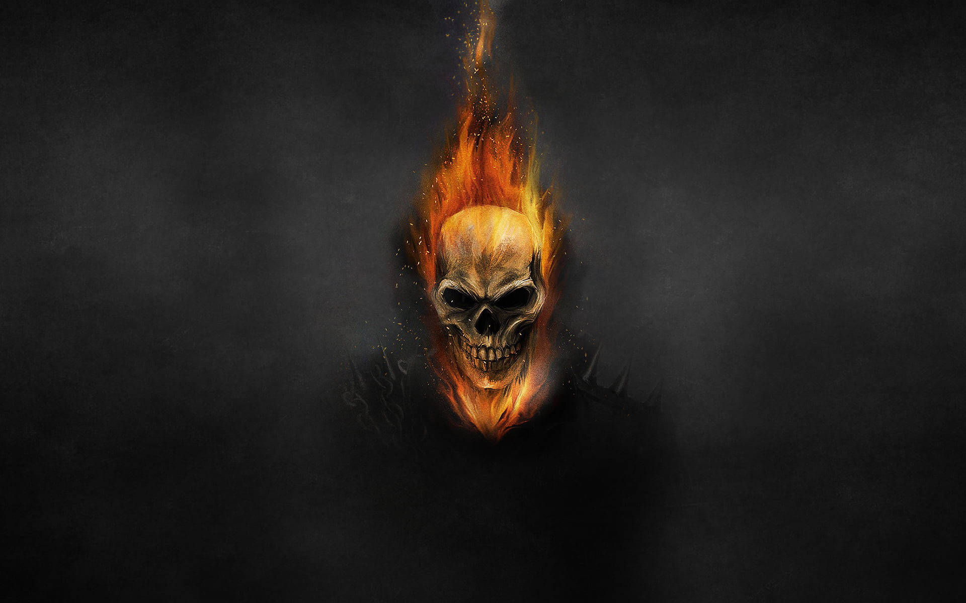 Fierce Flaming Skull Artwork - Depicting The Dark Devil Background