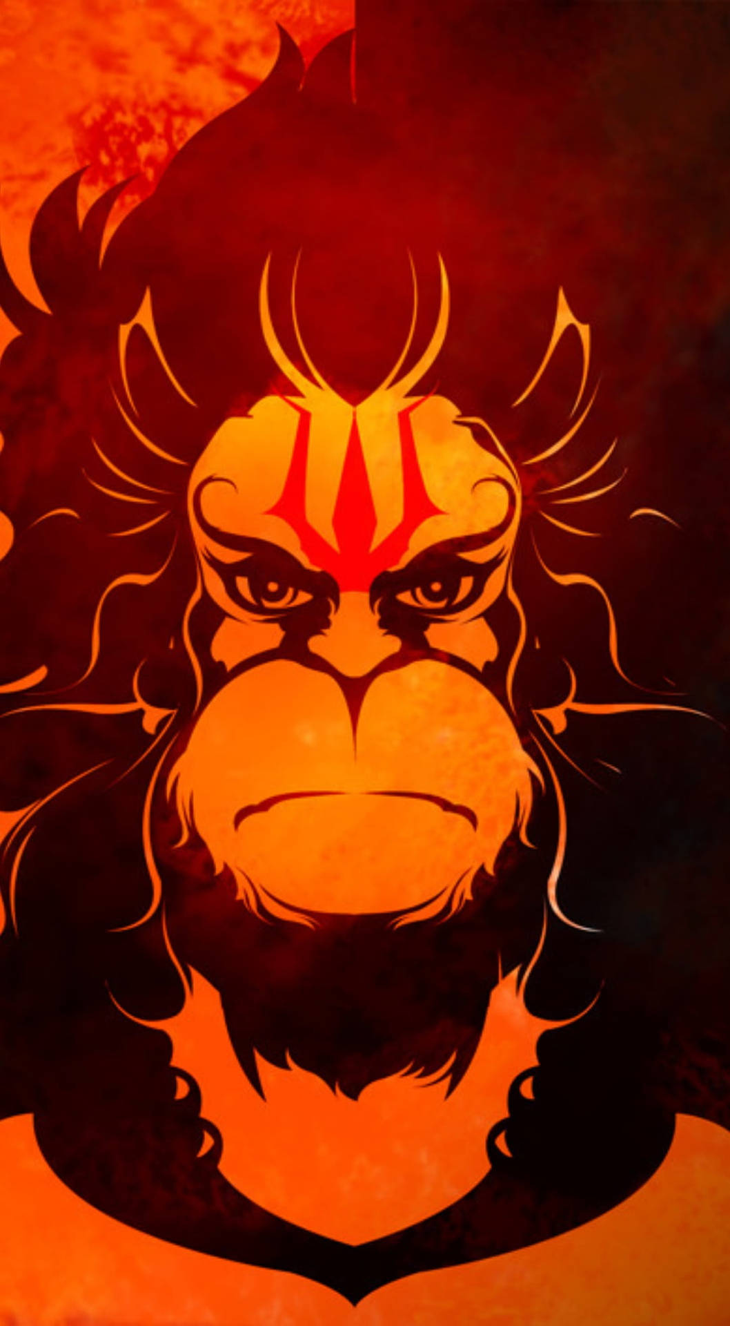 Fierce God Hanuman Red Aesthetic Background