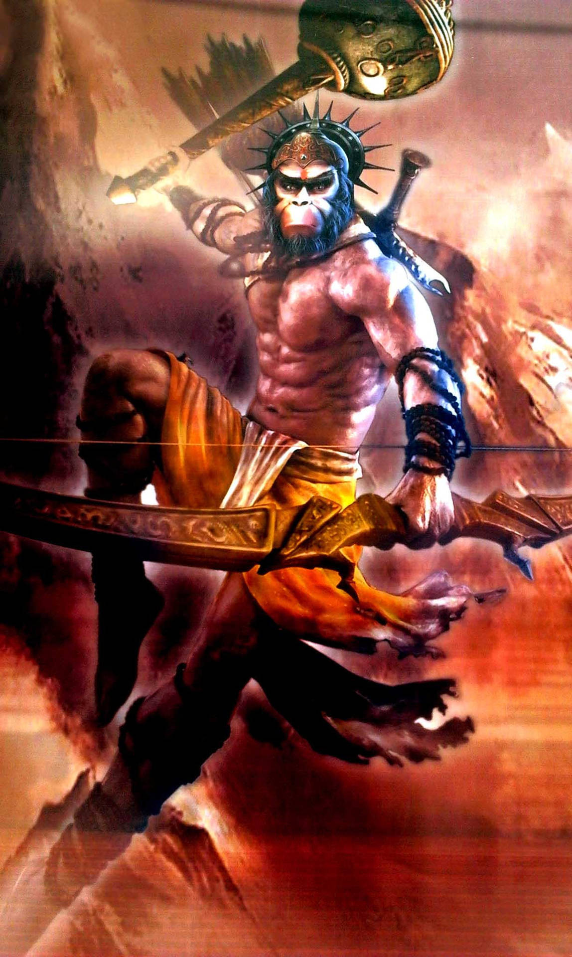 Fierce Hindu God Hanuman Phone Background