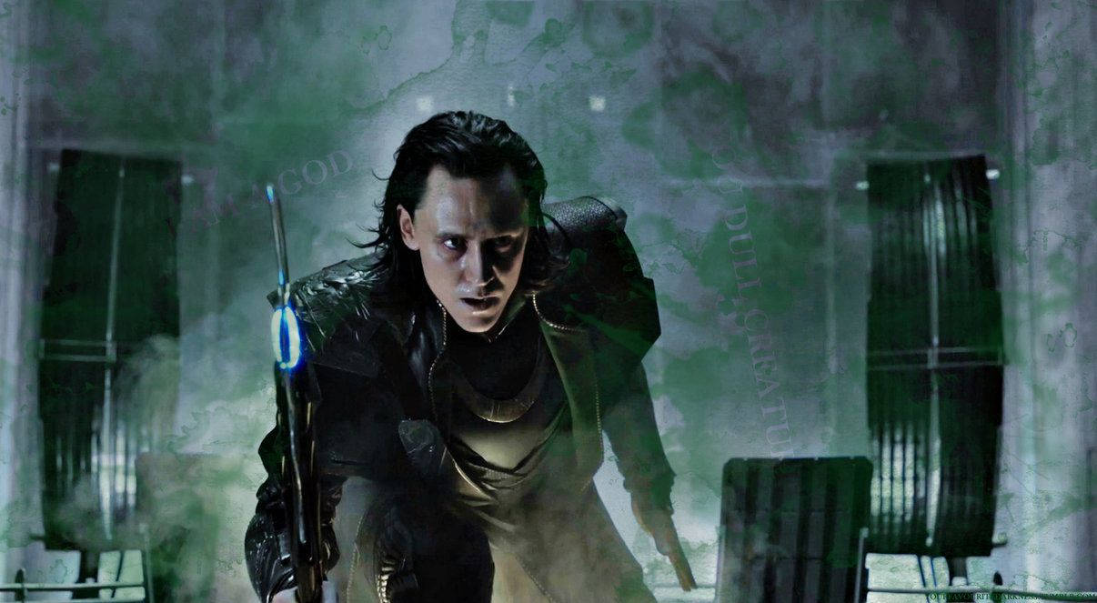 Fierce Loki With Staff Background
