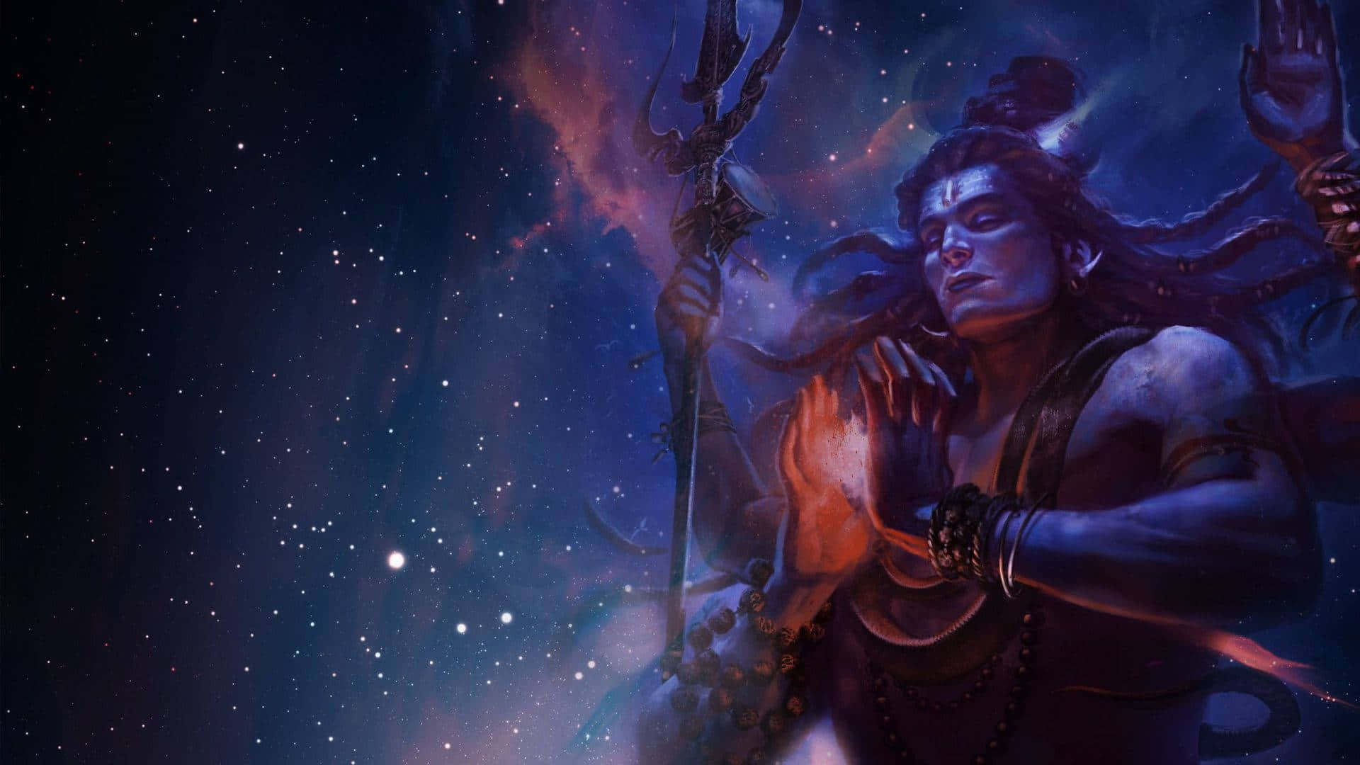 Fierce Lord Shiva Cosmic Backdrop