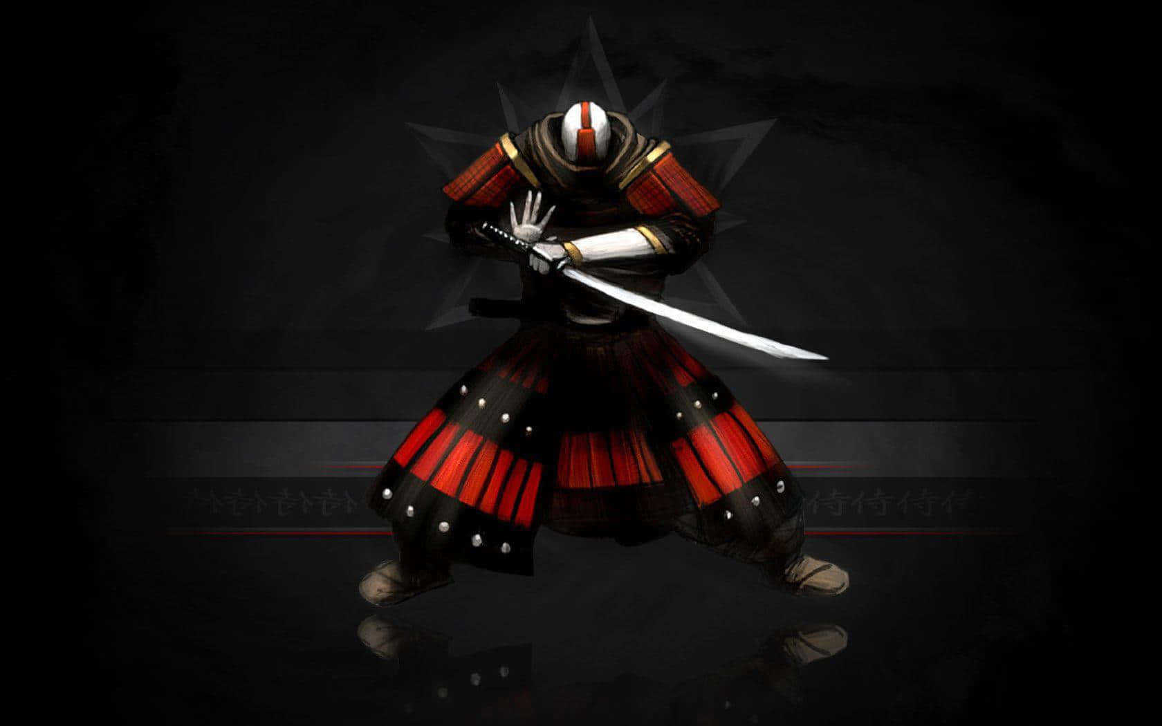 Fierce Samurai Warrior In Battle Background