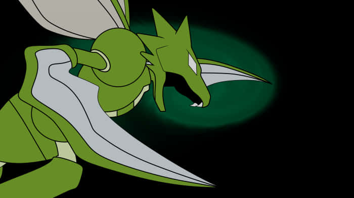 Fierce Scyther Poised For Battle Background