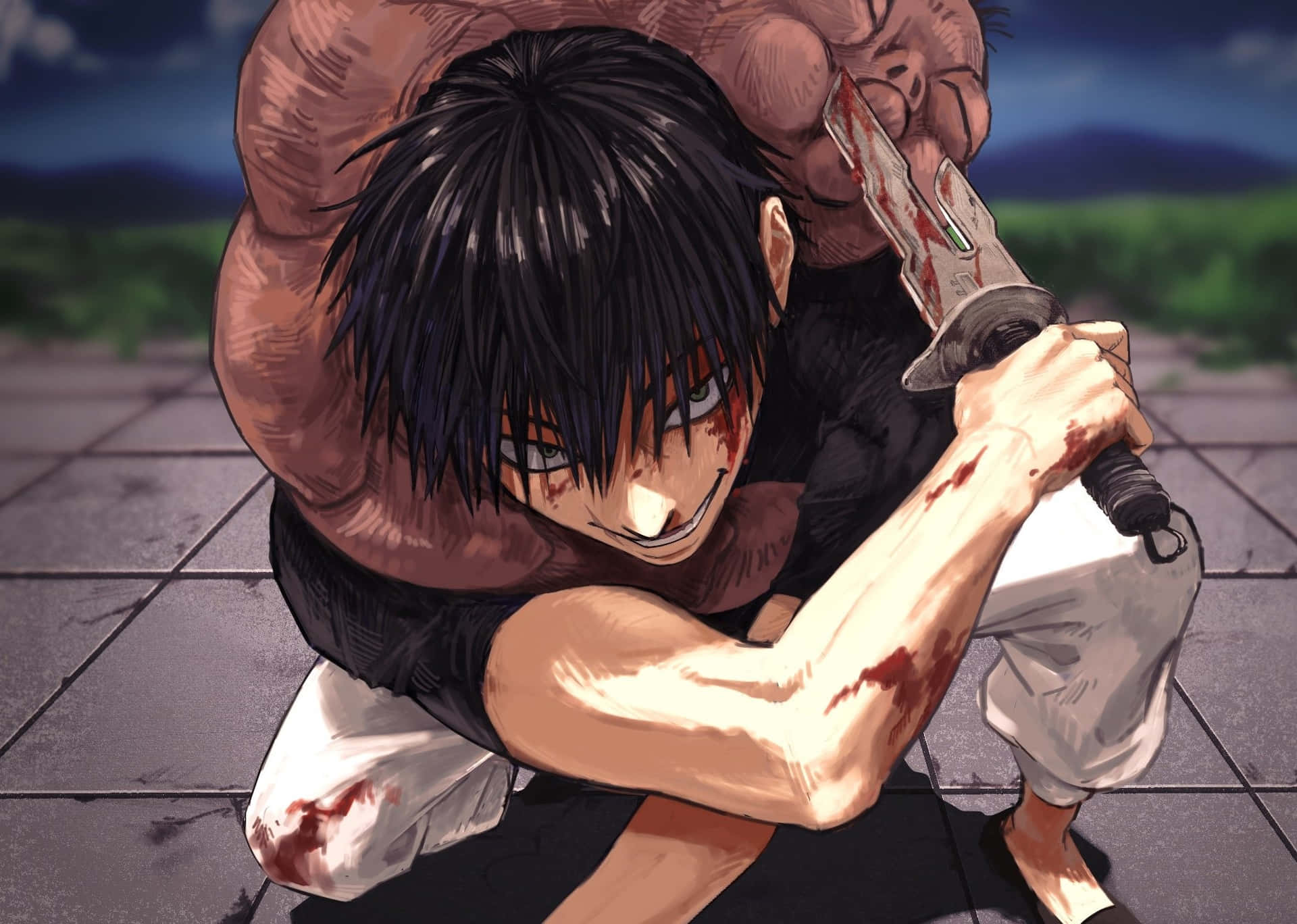 Fierce Toji Fushiguro Ready For Battle In Jujutsu Kaisen Wallpaper Background
