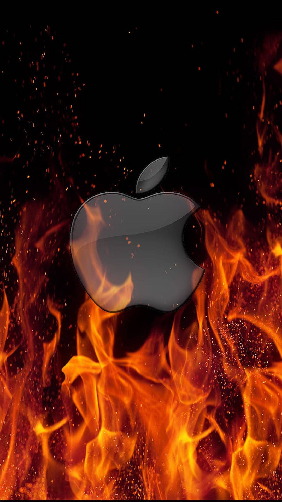 Fiery Apple Logo Iphone Background