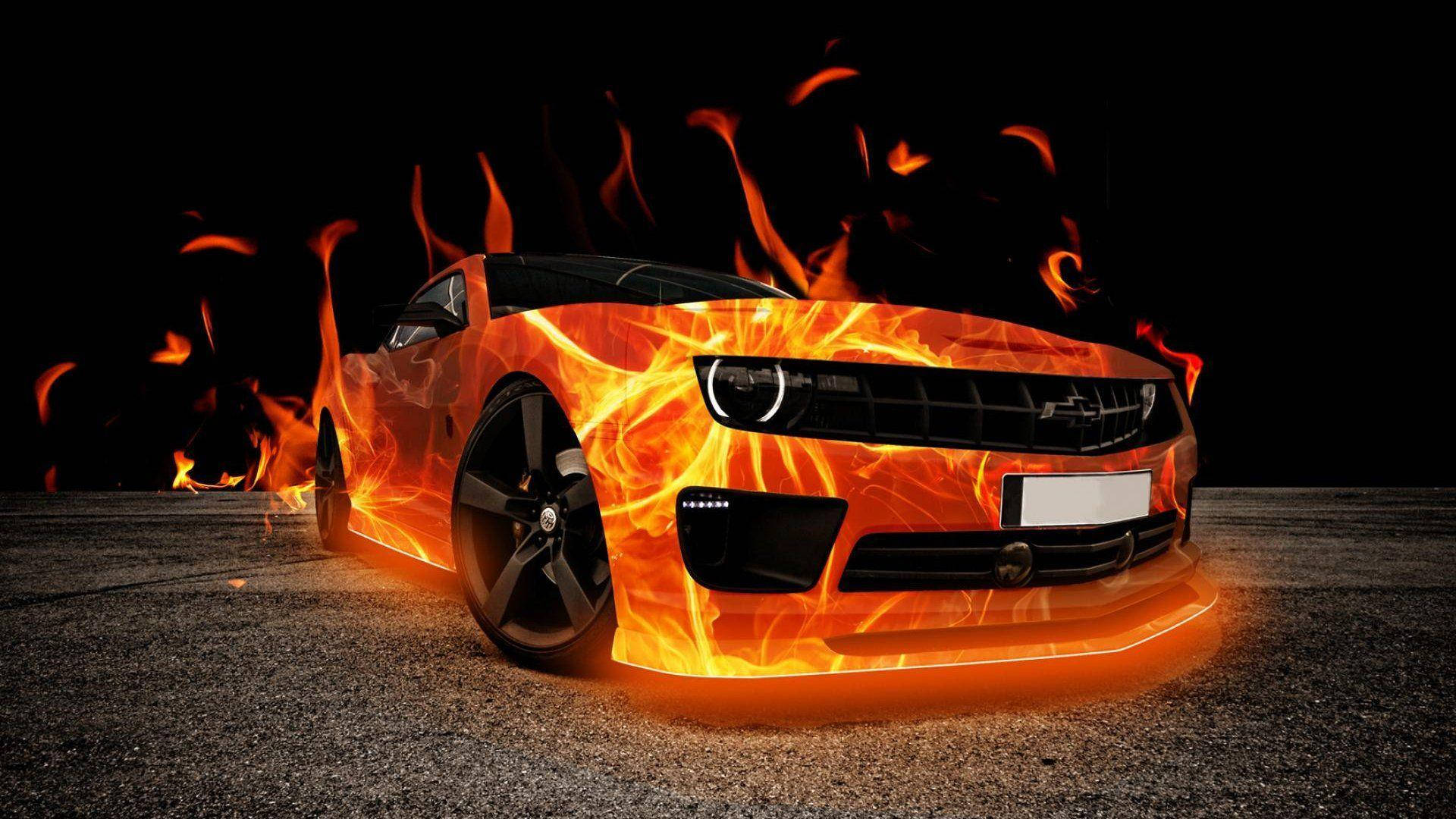 Fiery Beast - A Cool 3d Car On Fire Background