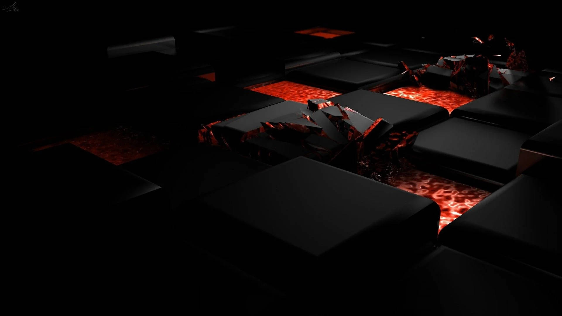 Fiery Black 3d Boxes Background