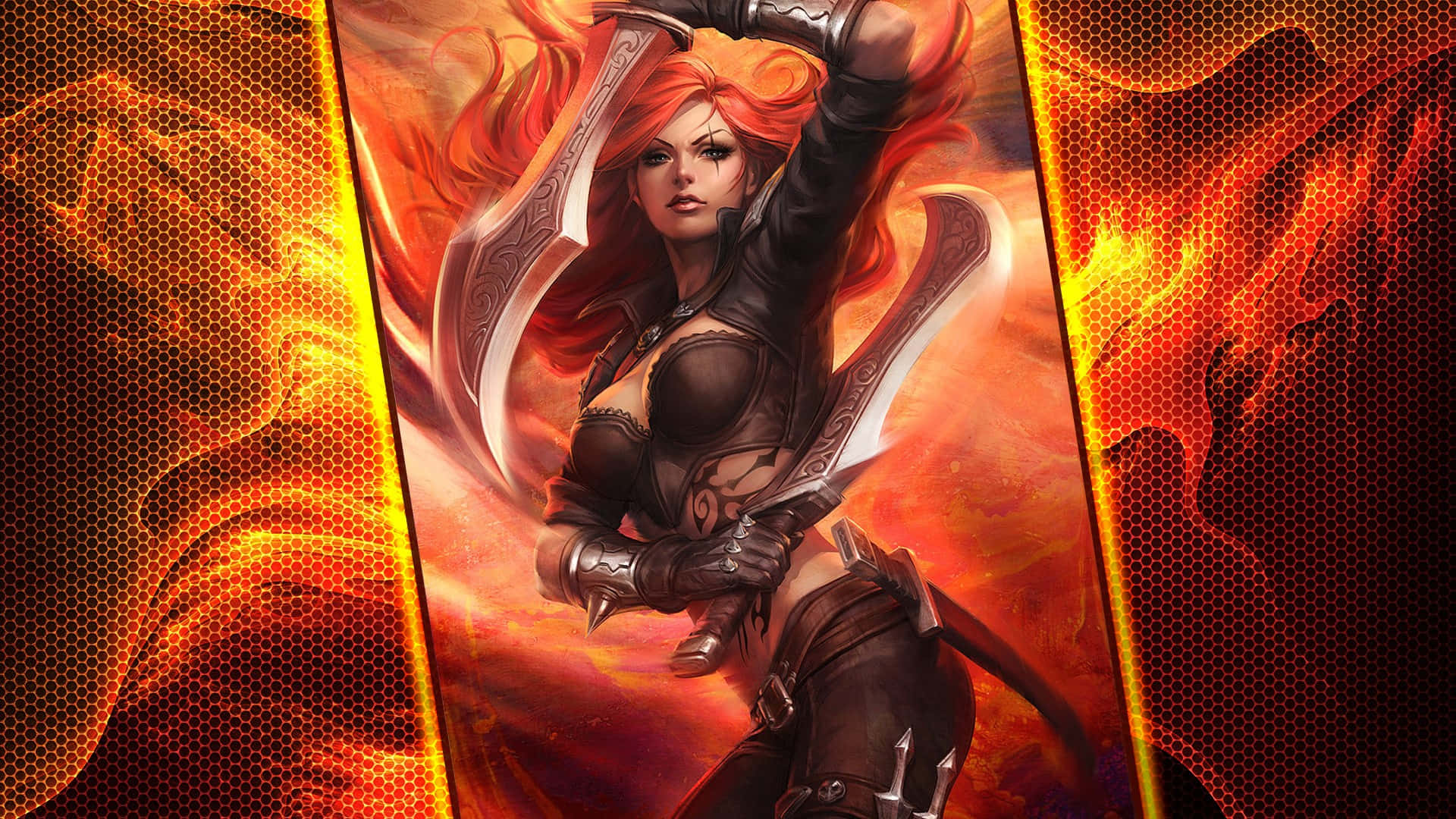 Fiery Blade Warrior Artwork Background