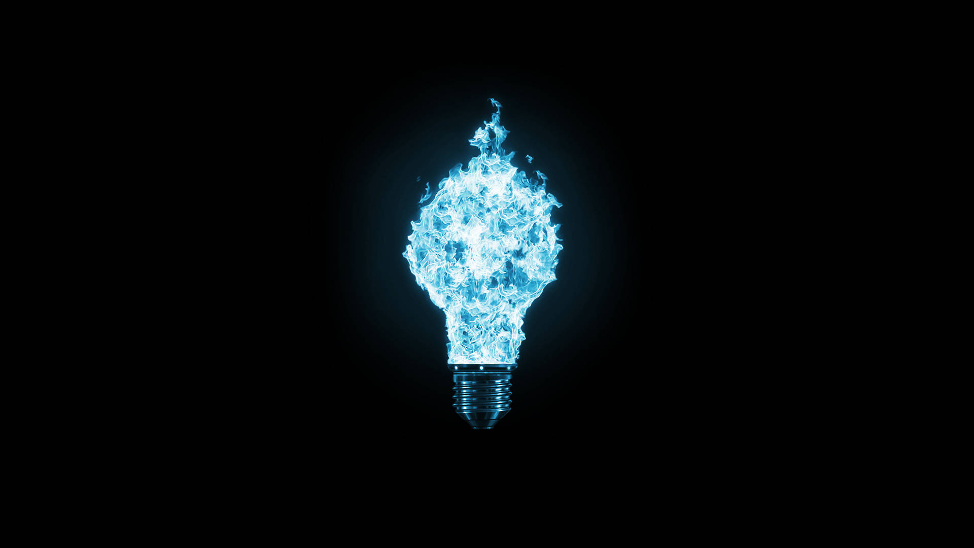 Fiery Blue Light Bulb Background