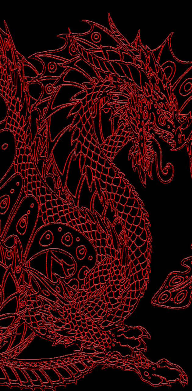 Fiery Chinese Black Red Dragon Background