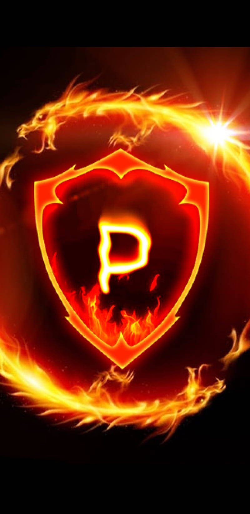 Fiery Dragon Letter P Background