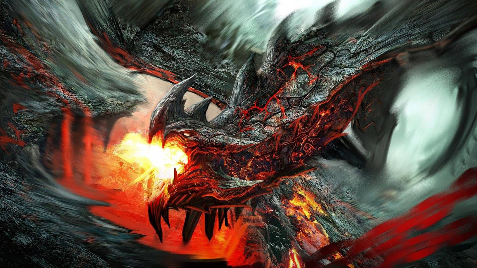 Fiery Eastern Dragon Background