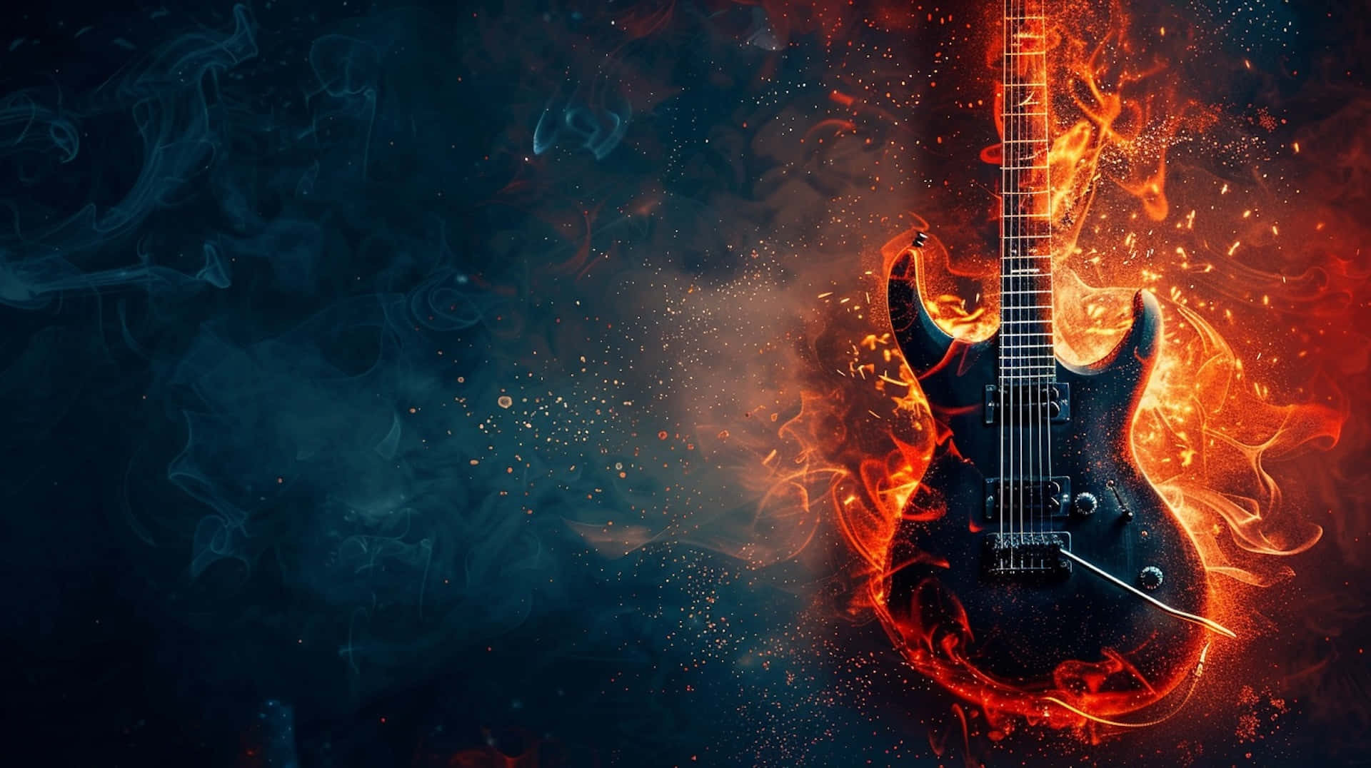 Fiery Electric Guitar Artwork