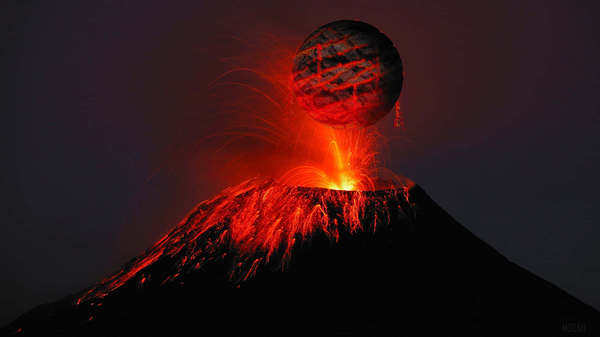 Fiery Erupting Volcano Background