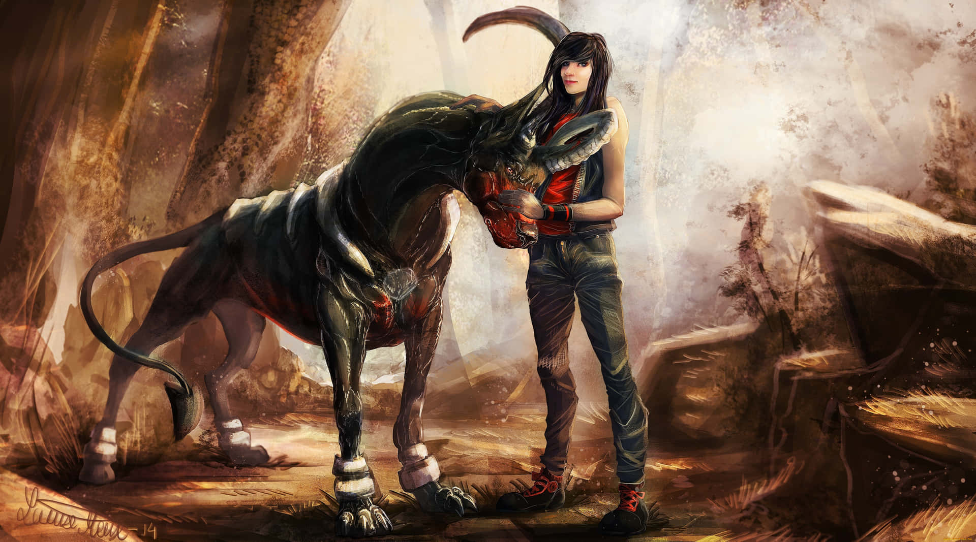 Fiery Gaze Of Houndour, Intense Pokemon Defender Background