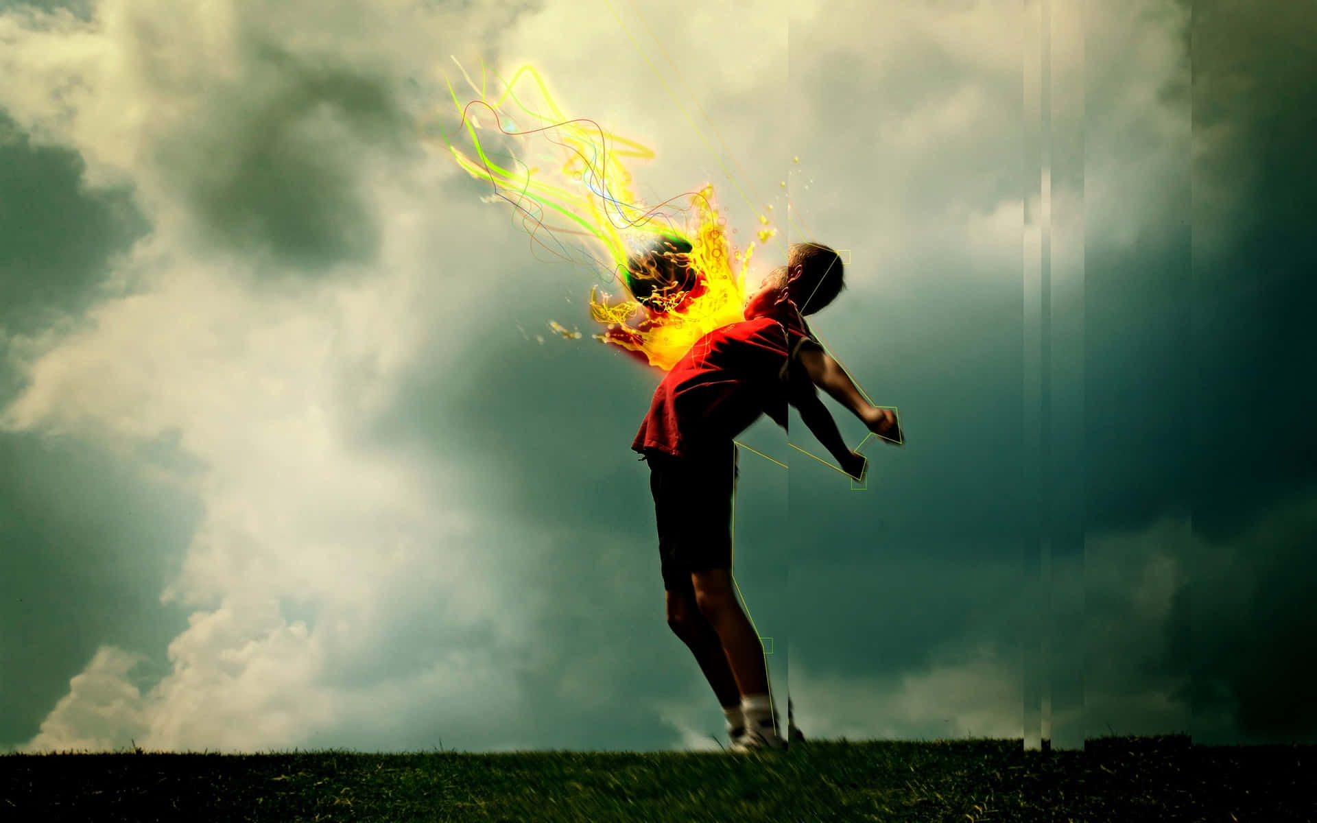Fiery Golf Swing Stormy Backdrop Background