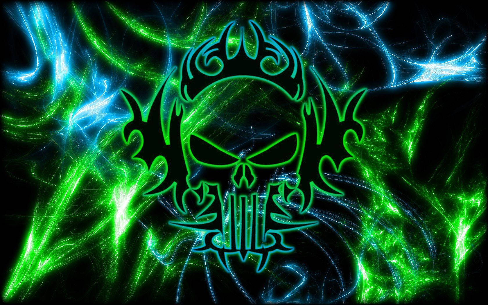 Fiery Green Skull