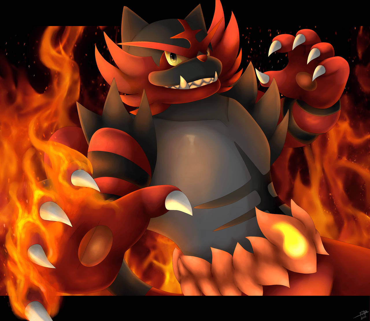 Fiery Incineroar Background