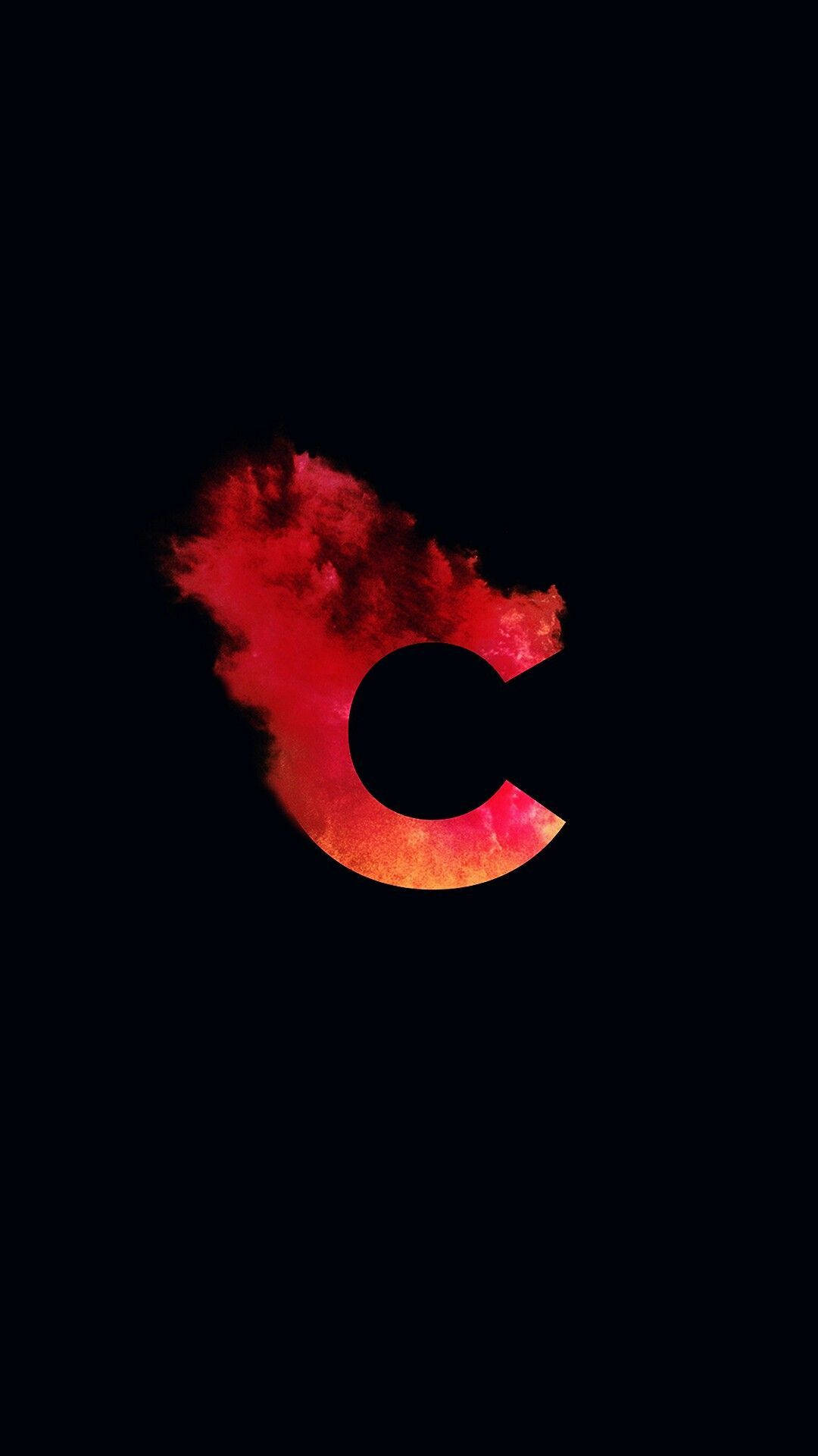 Fiery Letter C On A Dark Background Background