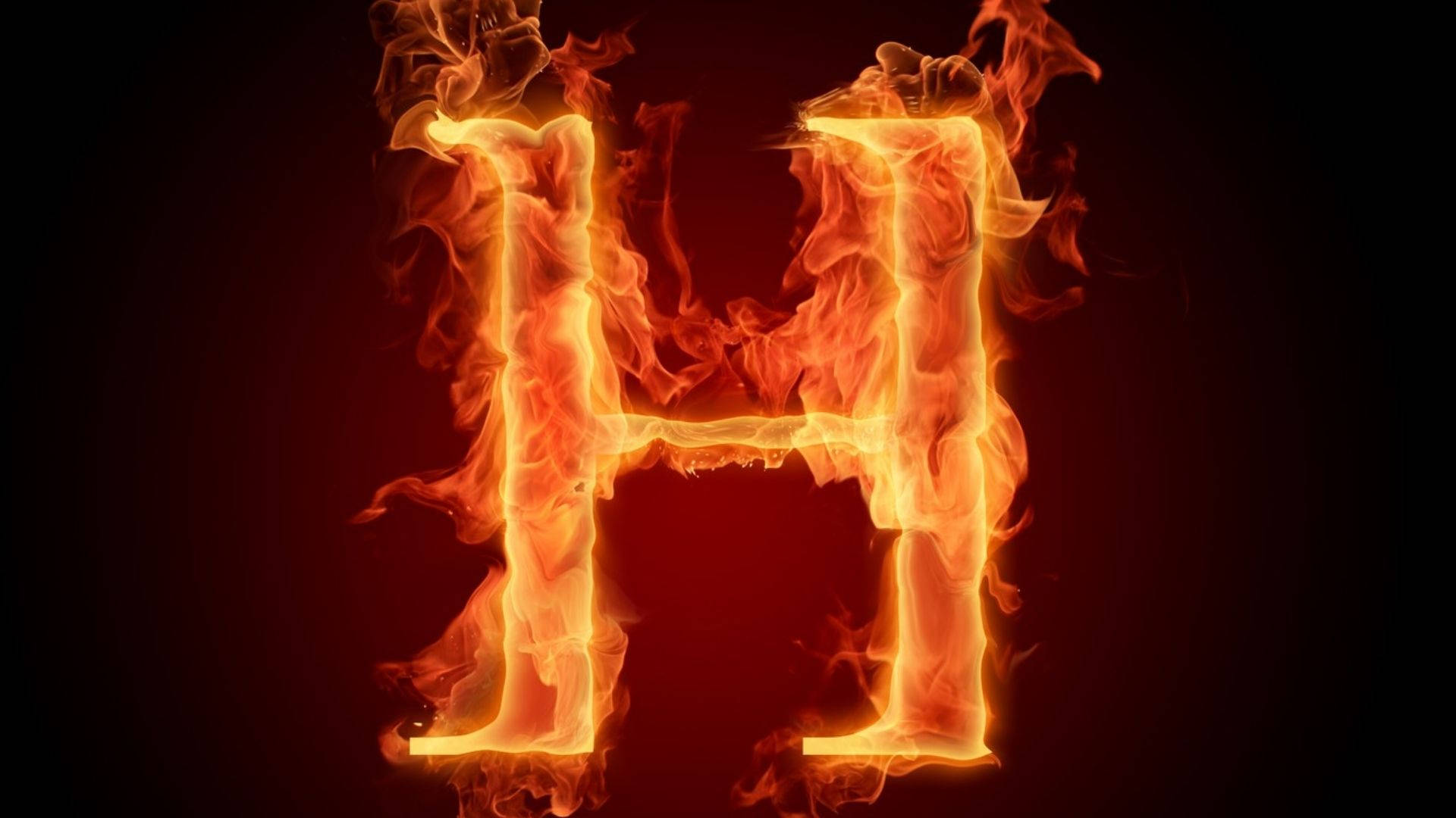 Fiery Letter H In Alphabet Background