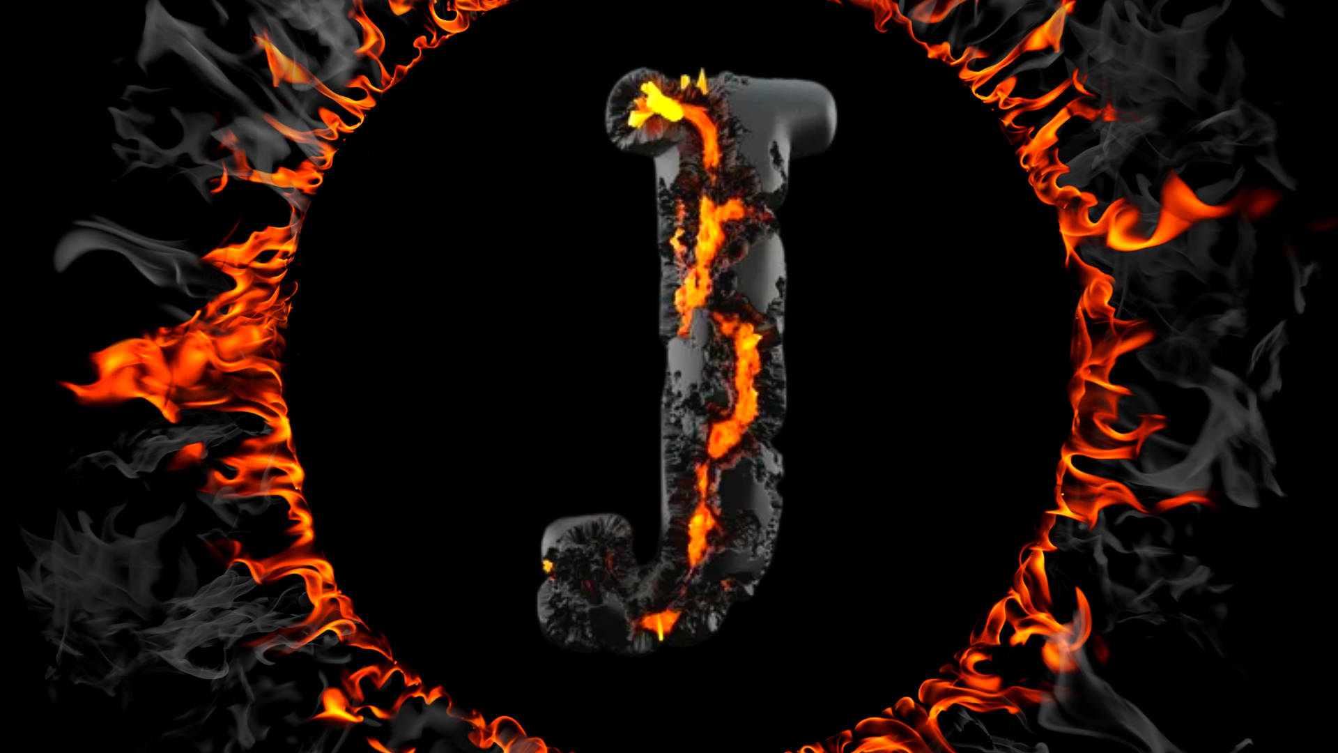 Fiery Letter J