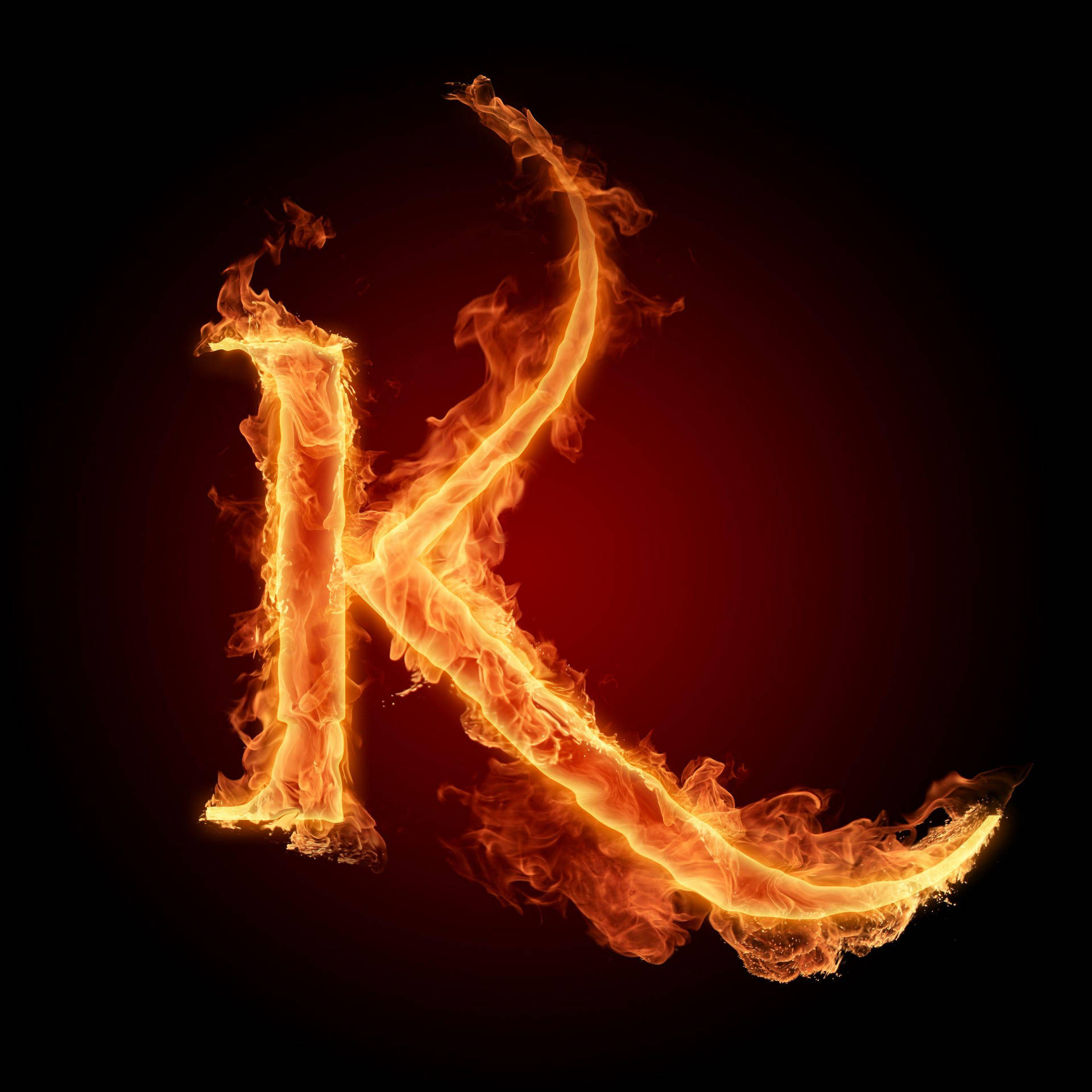 Fiery Letter K Background