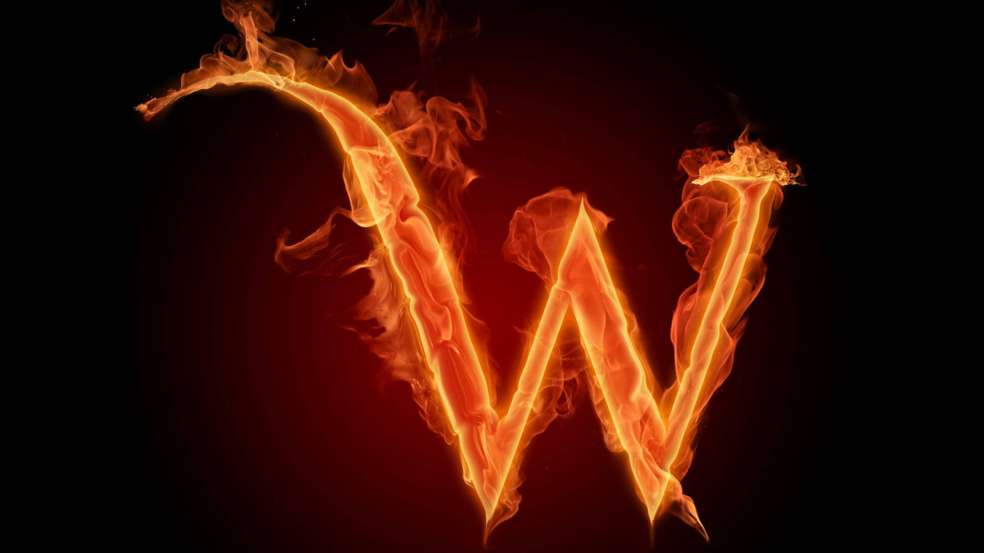 Fiery Letter W Artistic Design Background