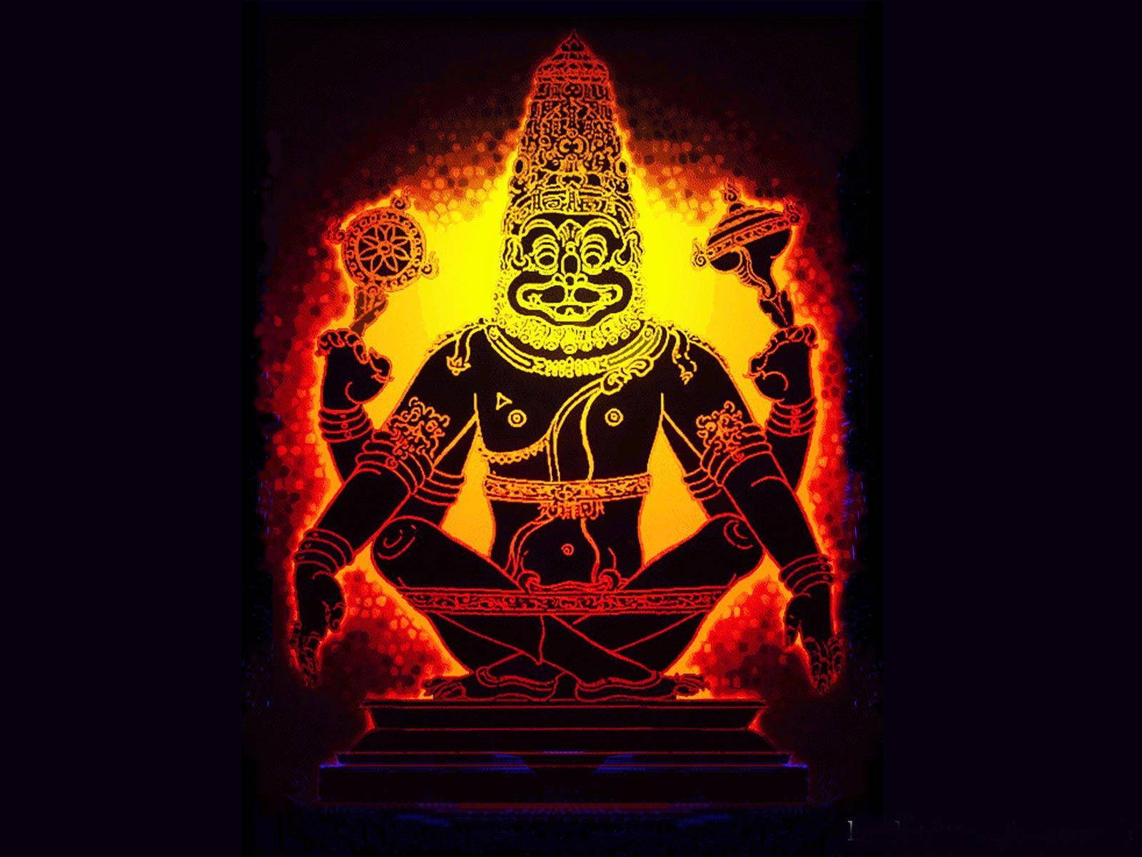 Fiery Lord Narasimha Art Background